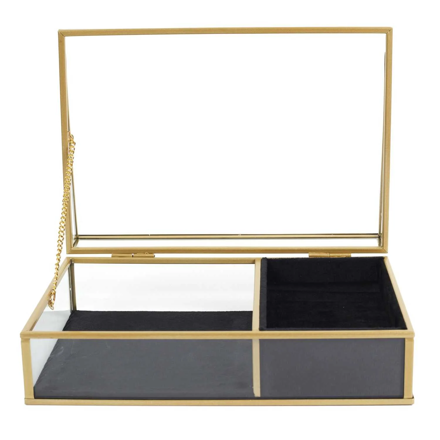 BOITE A BIJOUX VERRE ET VELOURS NOIR - Image 3