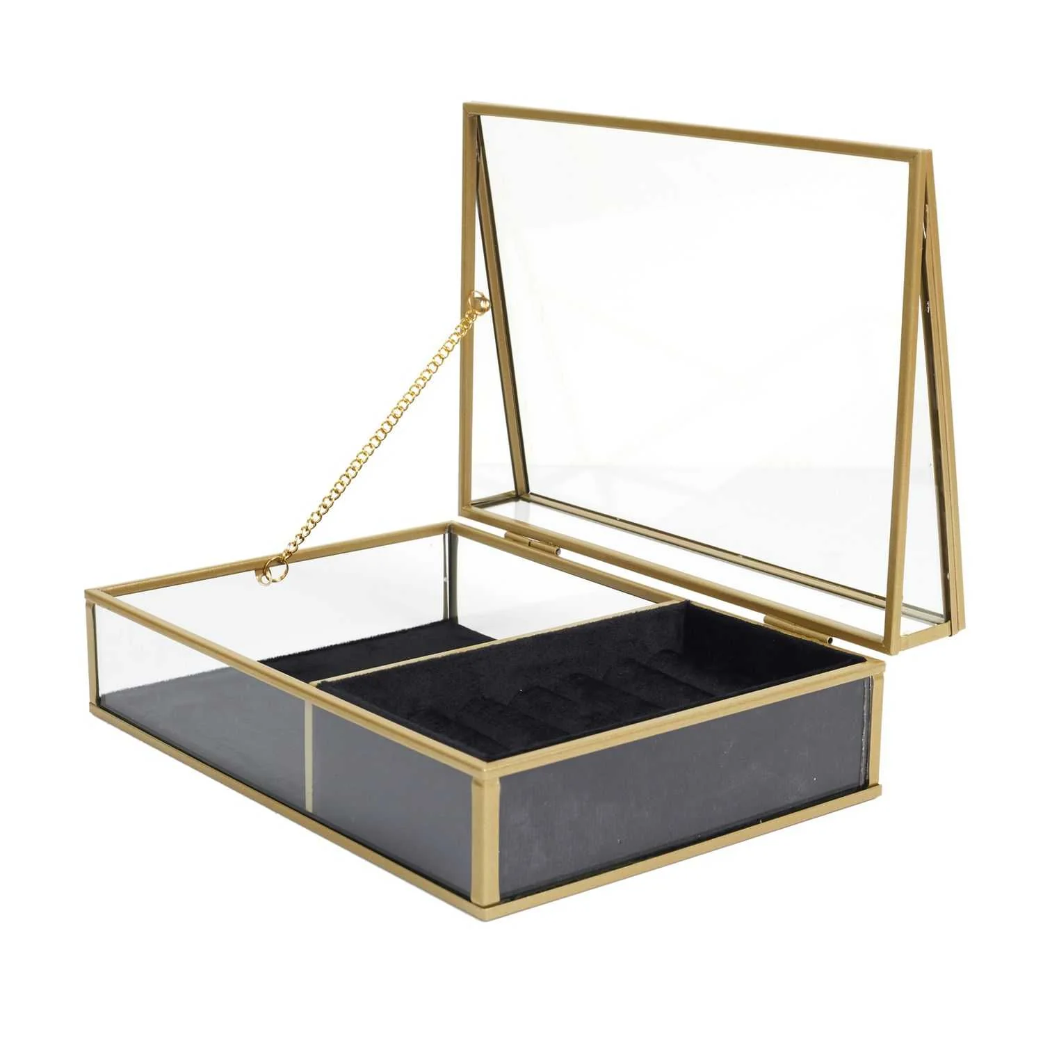 BOITE A BIJOUX VERRE ET VELOURS NOIR - Image 4