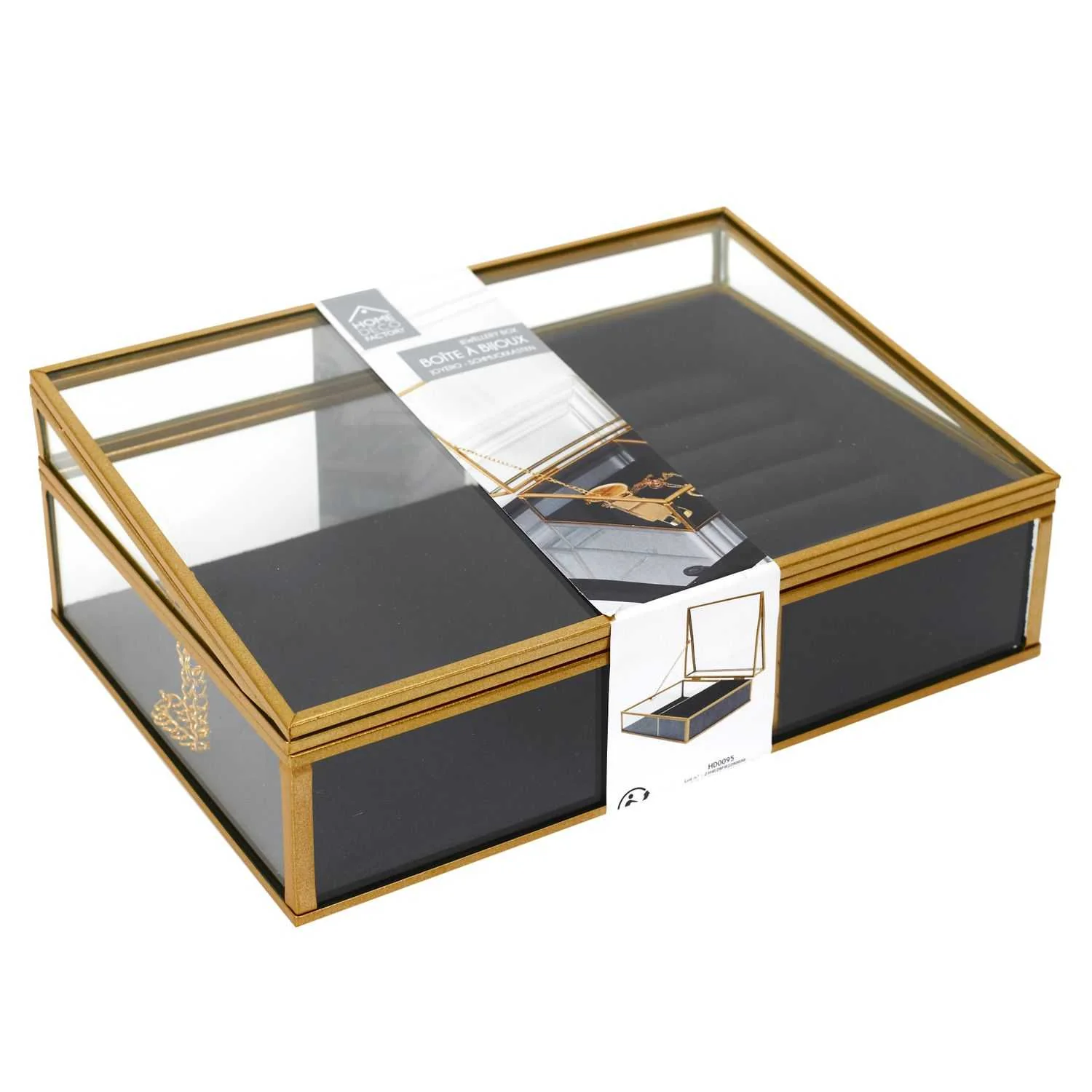 BOITE A BIJOUX VERRE ET VELOURS NOIR - Image 5