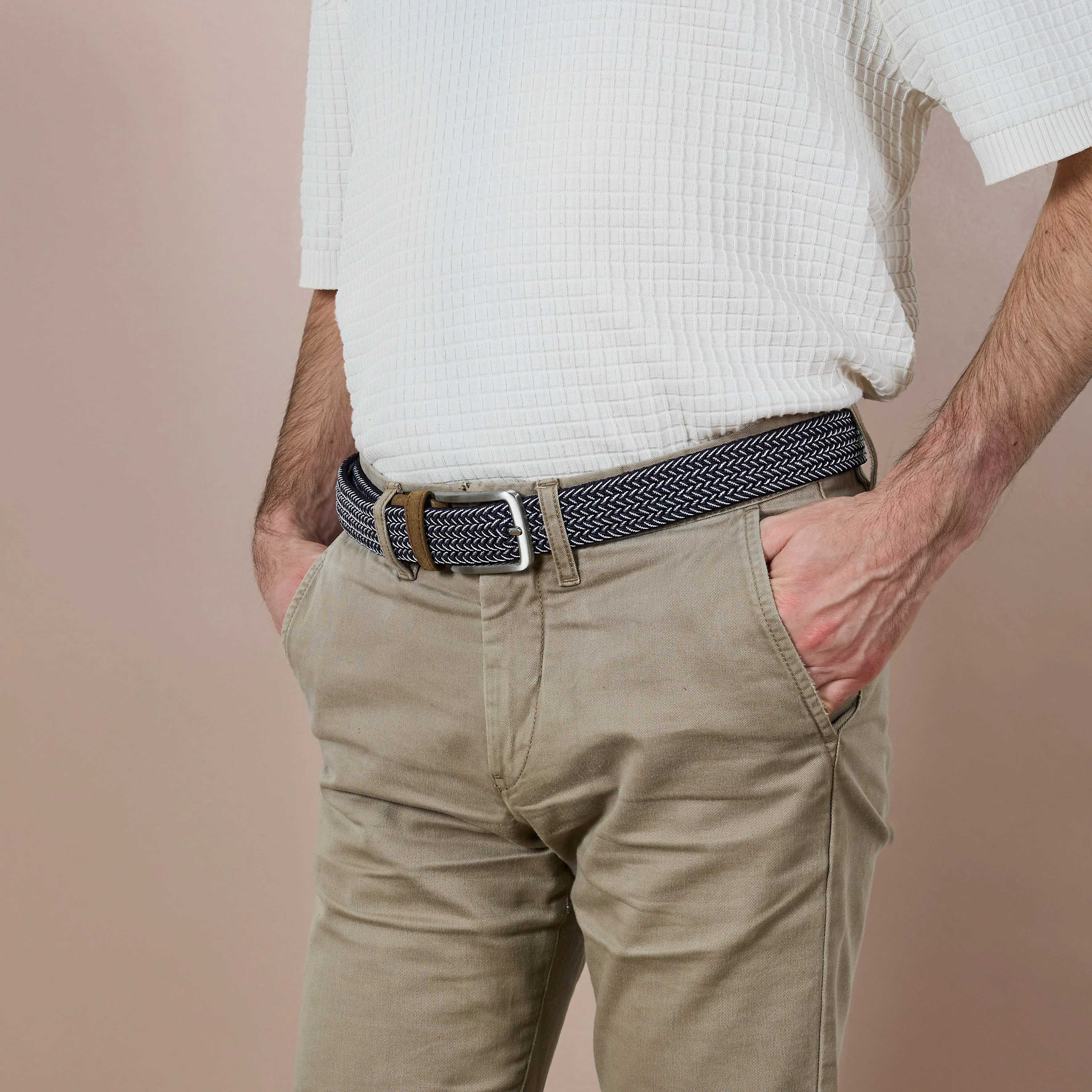 CEINTURE HOMME GRIS ET BLANC