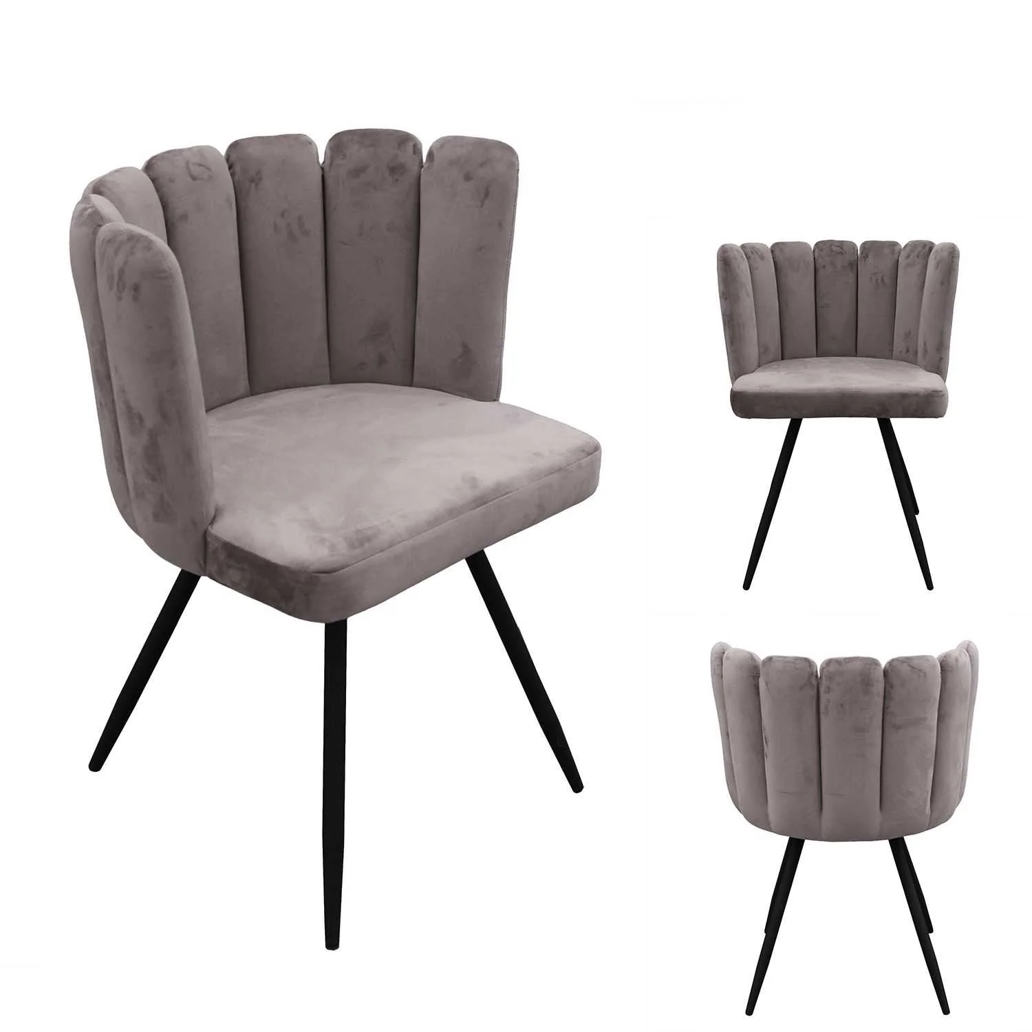 CHAISE ARIEL VELOURS GRIS - Image 2