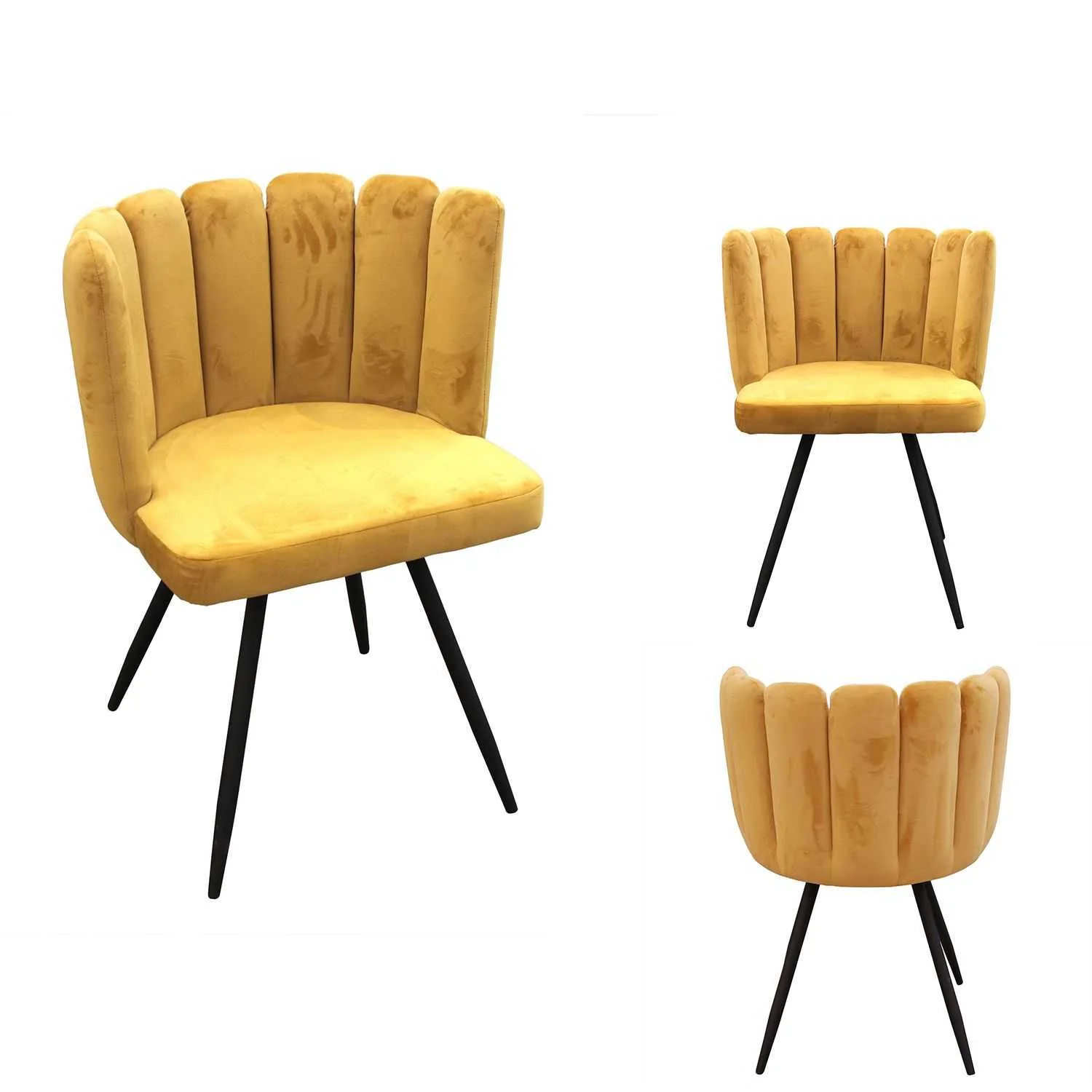 CHAISE ARIEL VELOURS JAUNE - Image 4