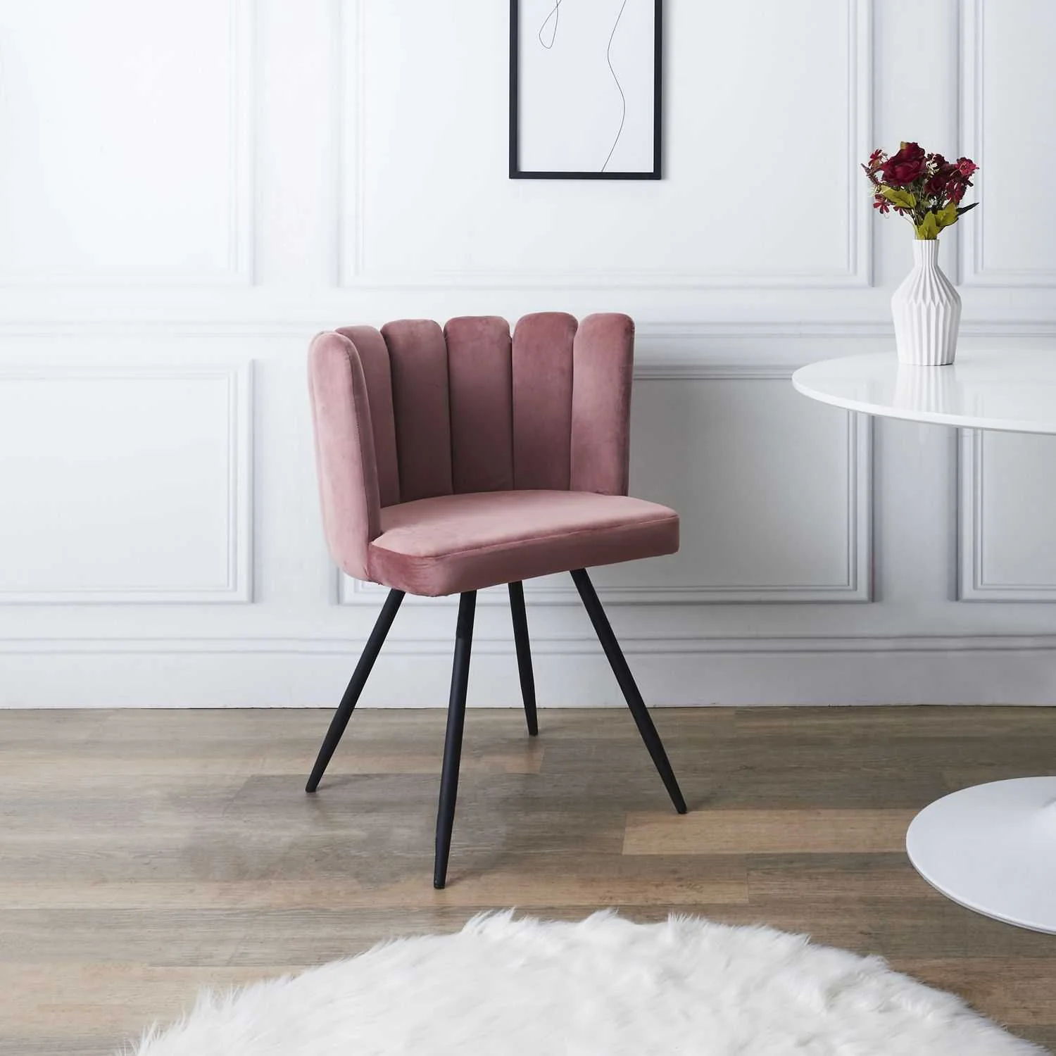 CHAISE ARIEL VELOURS ROSE - Image 2