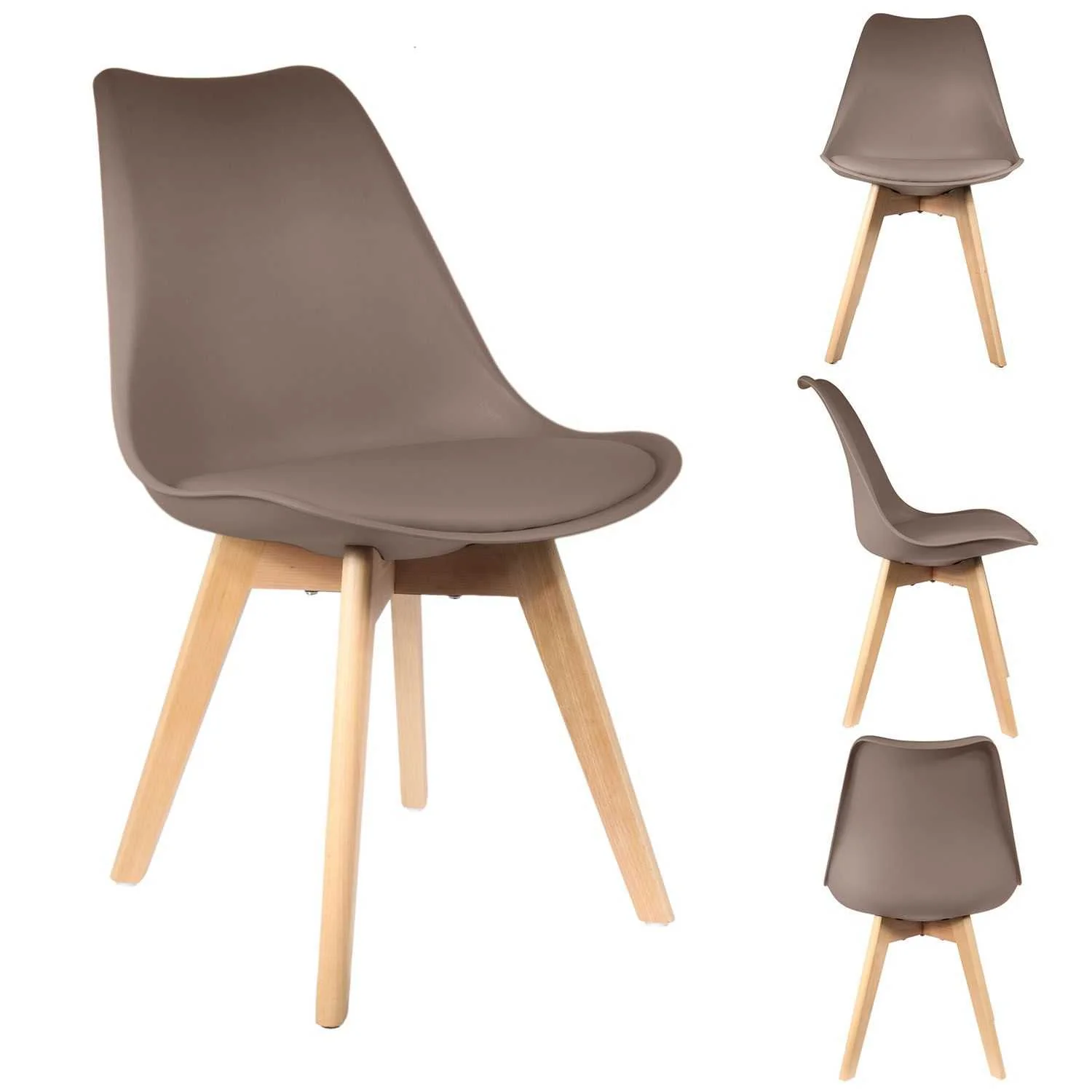 CHAISE SCANDINAVE COQUE PP REMBOURREE TAUPE - Image 2