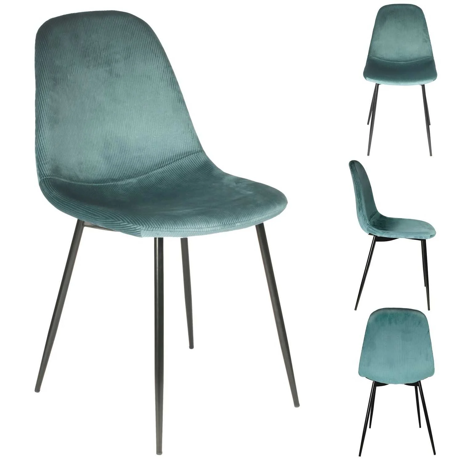 CHAISE VELOURS COTELE GIULIA BLEU CANARD - Image 2