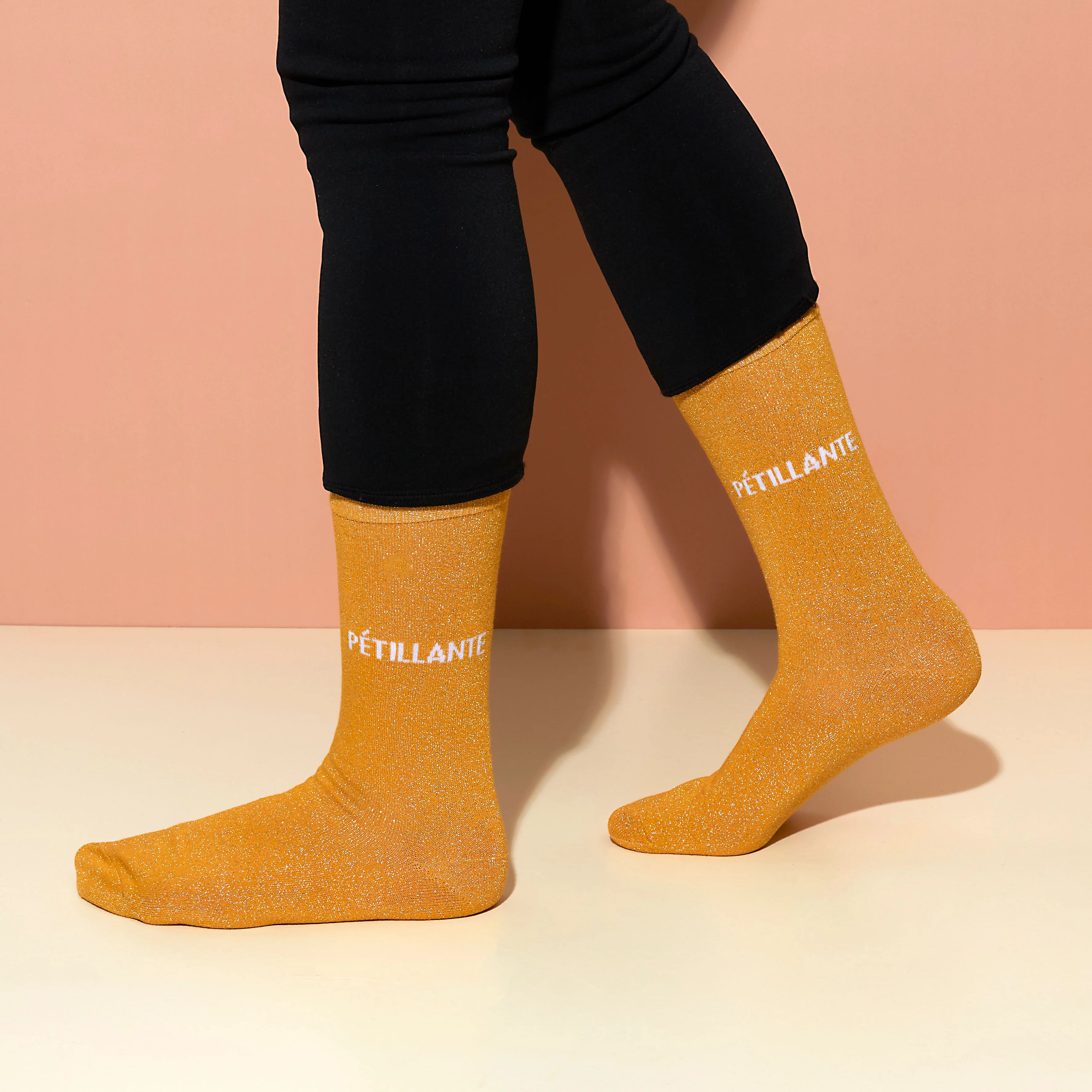 CHAUSSETTES PAILLETTES JAUNES PETILLANTE - Image 3