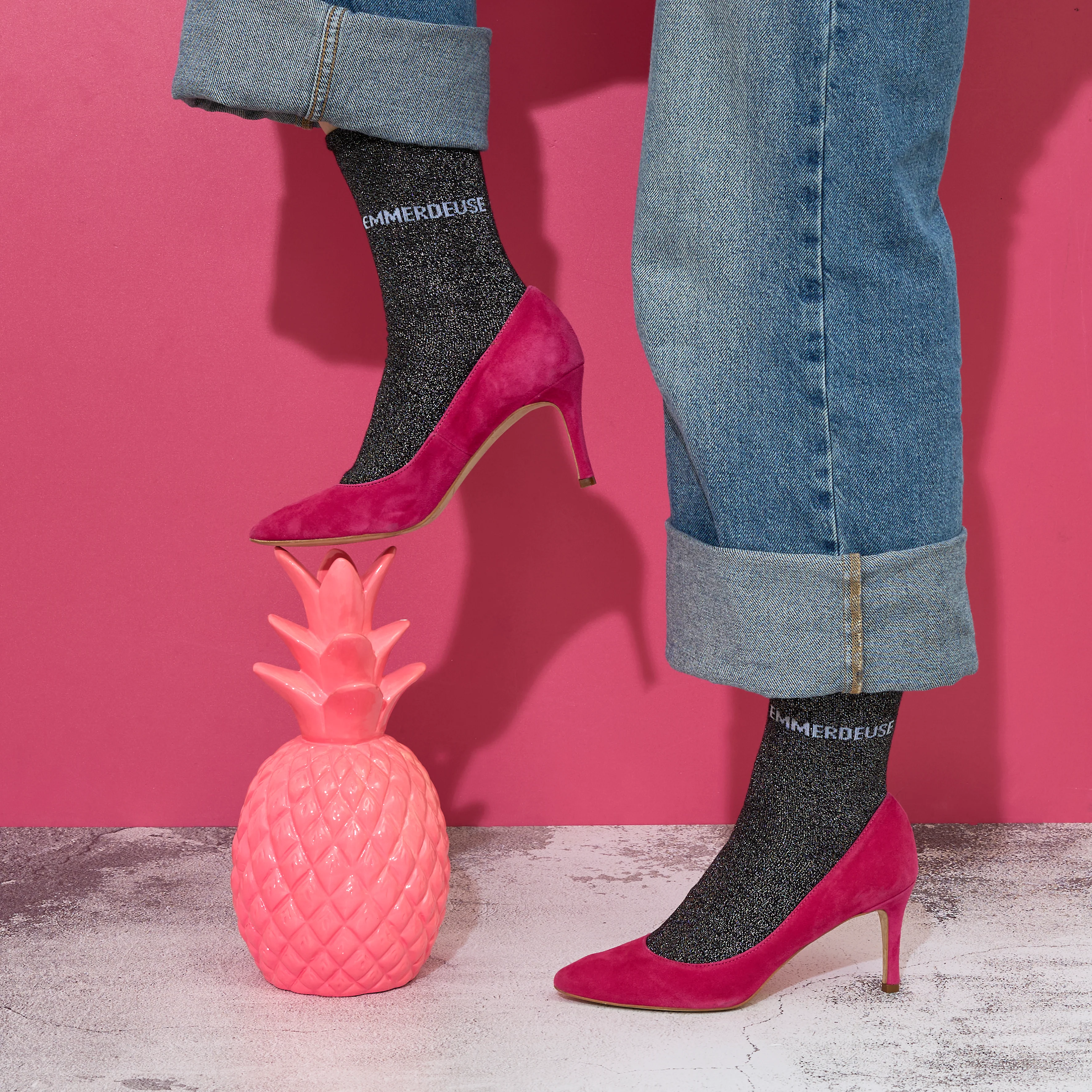 CHAUSSETTES PAILLETTES NOIRES EMMERDEUSE - Image 2