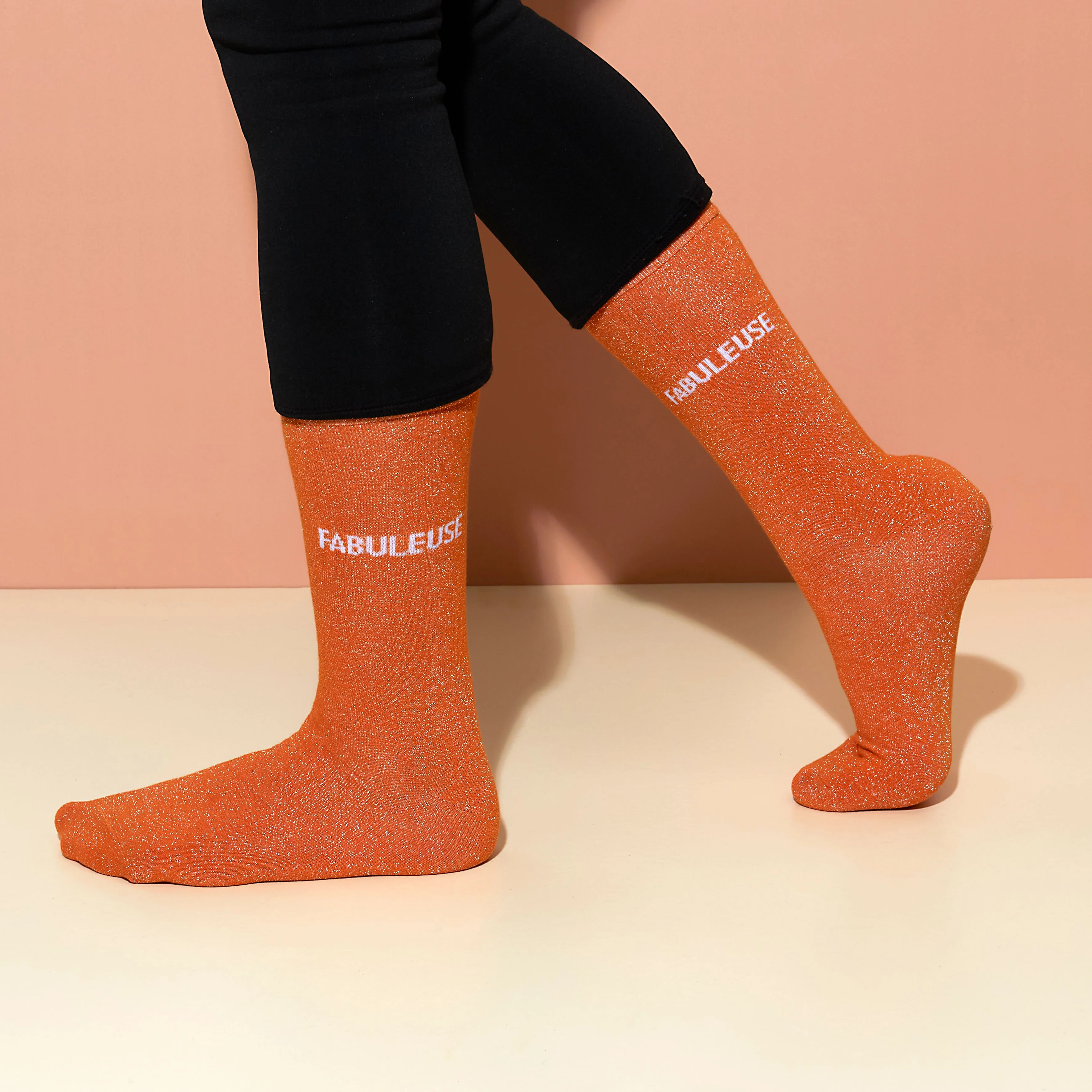 CHAUSSETTES PAILLETTES ORANGES FABULEUSE - Image 3