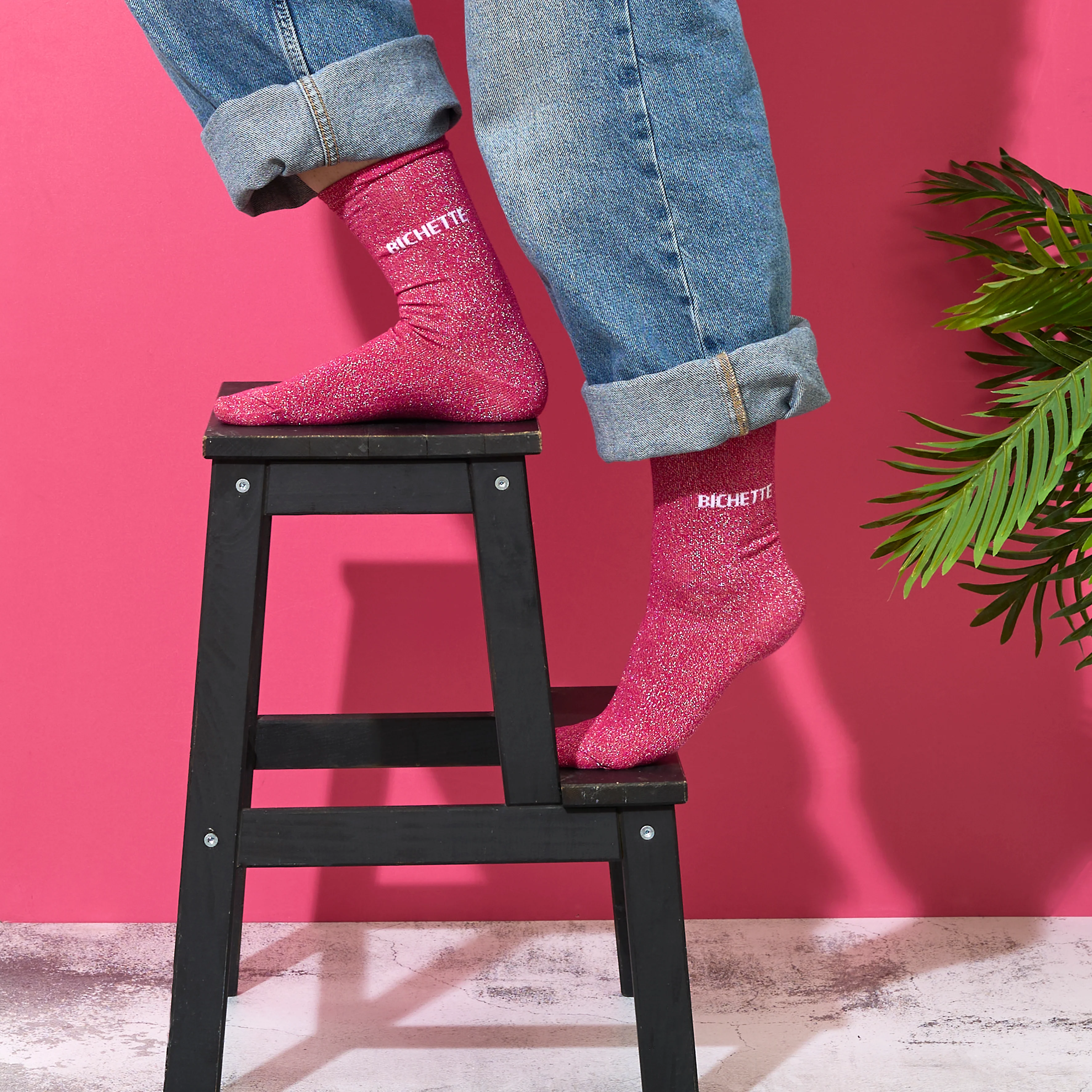 CHAUSSETTES PAILLETTES ROSES BICHETTE - Image 2