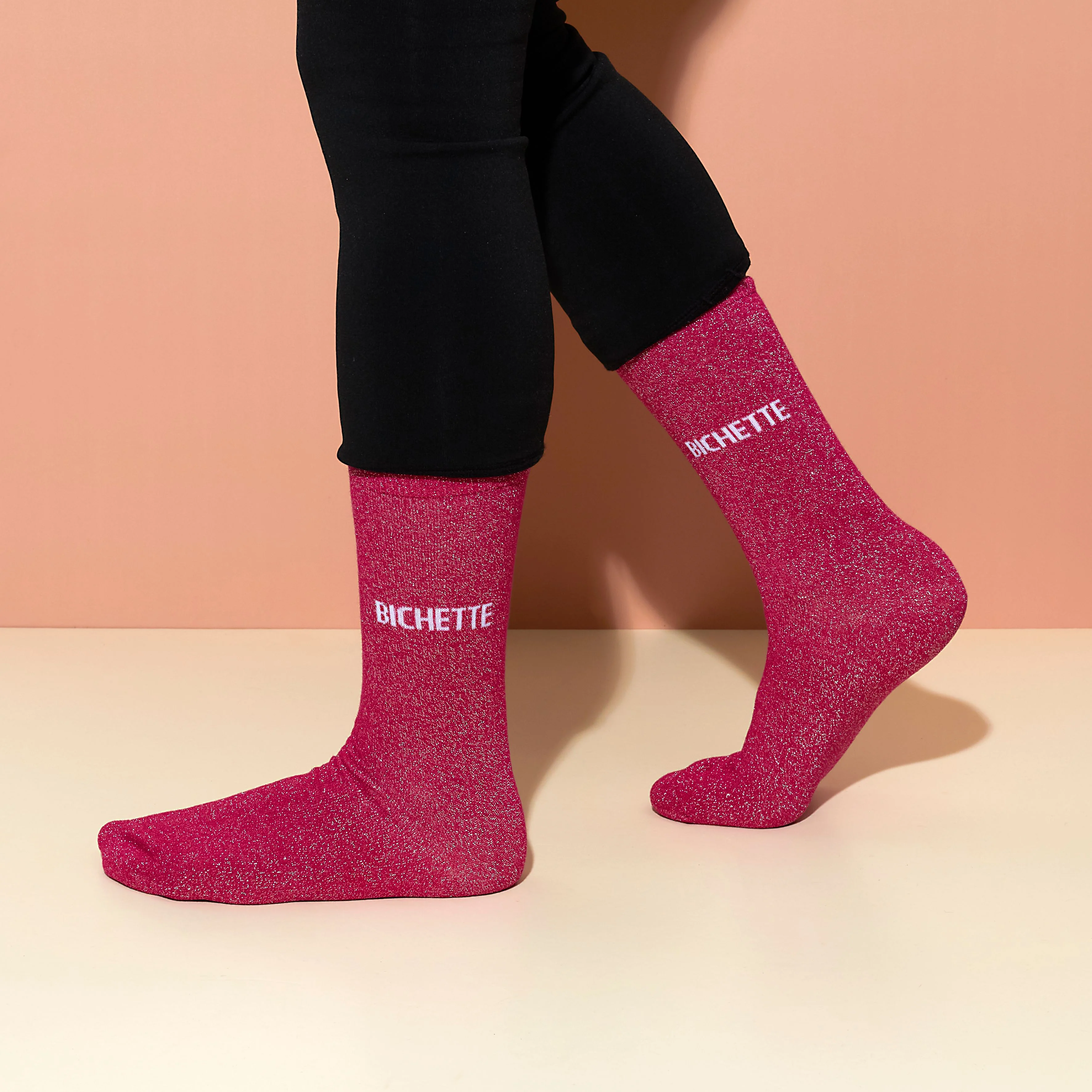 CHAUSSETTES PAILLETTES ROSES BICHETTE - Image 3