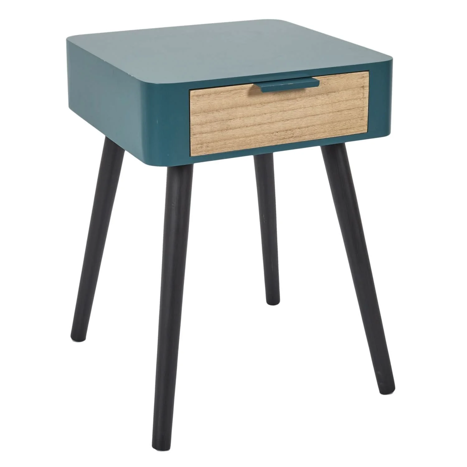 CHEVET 1 TIROIR EN BOIS BLEU CANARD - Image 2