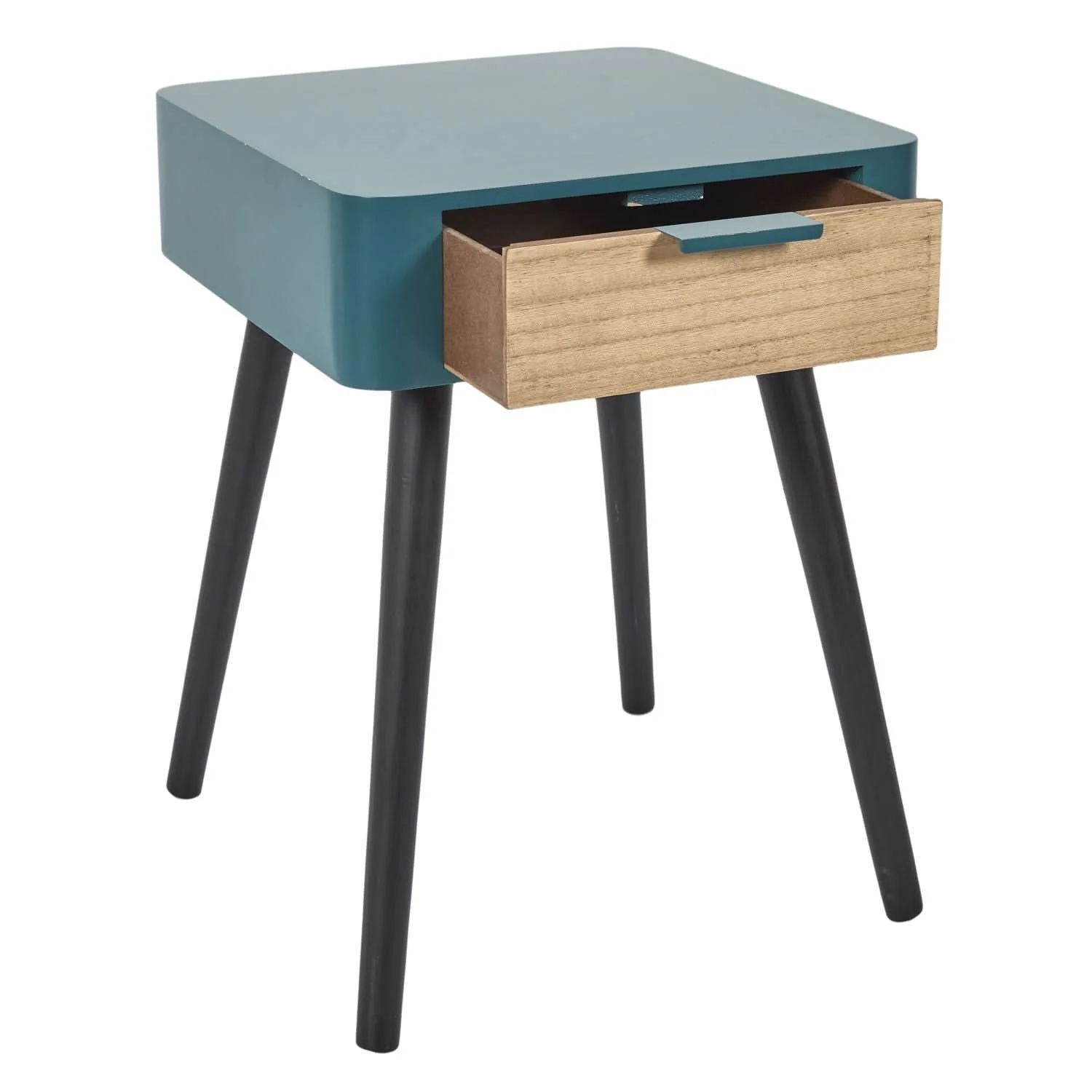 CHEVET 1 TIROIR EN BOIS BLEU CANARD - Image 3