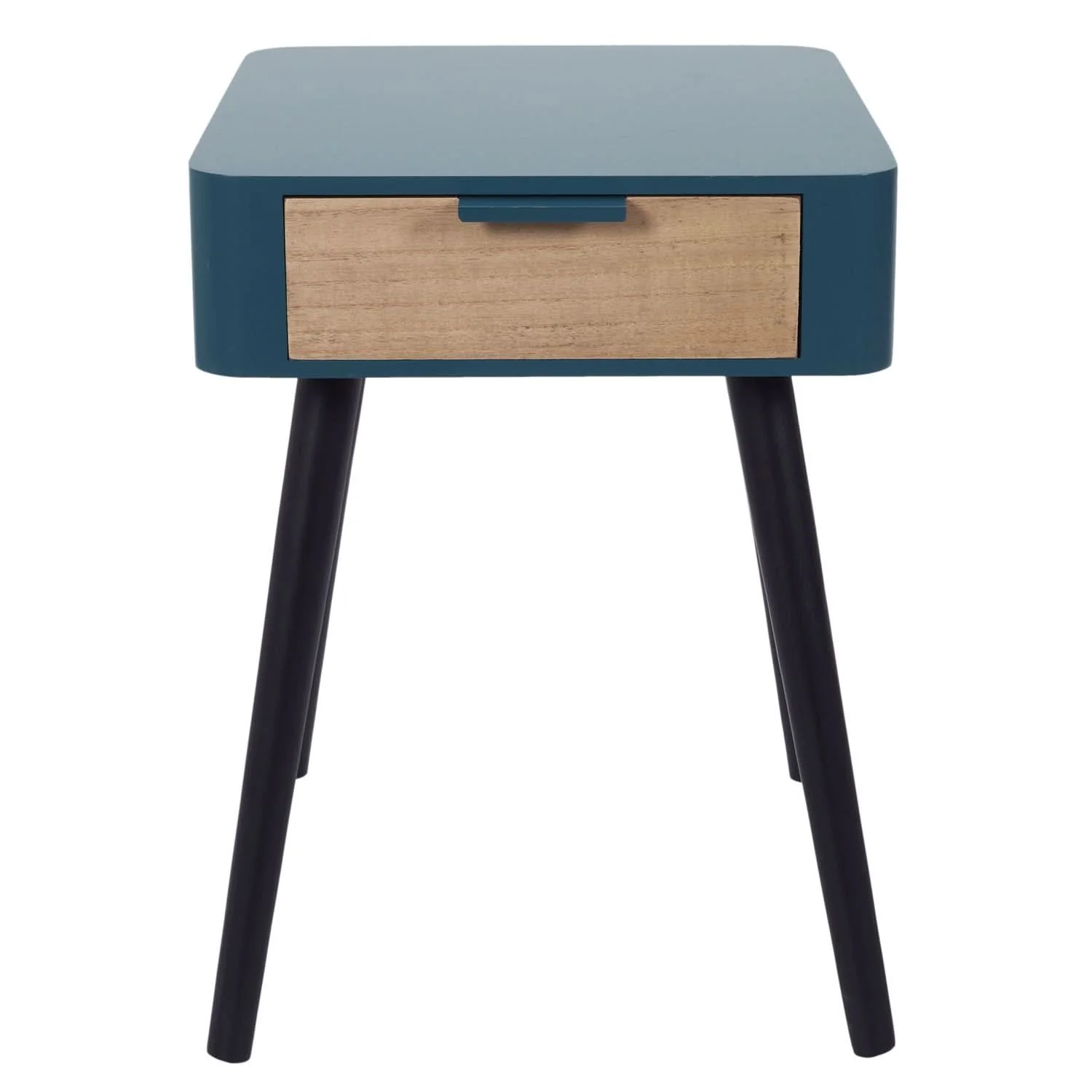 CHEVET 1 TIROIR EN BOIS BLEU CANARD - Image 4