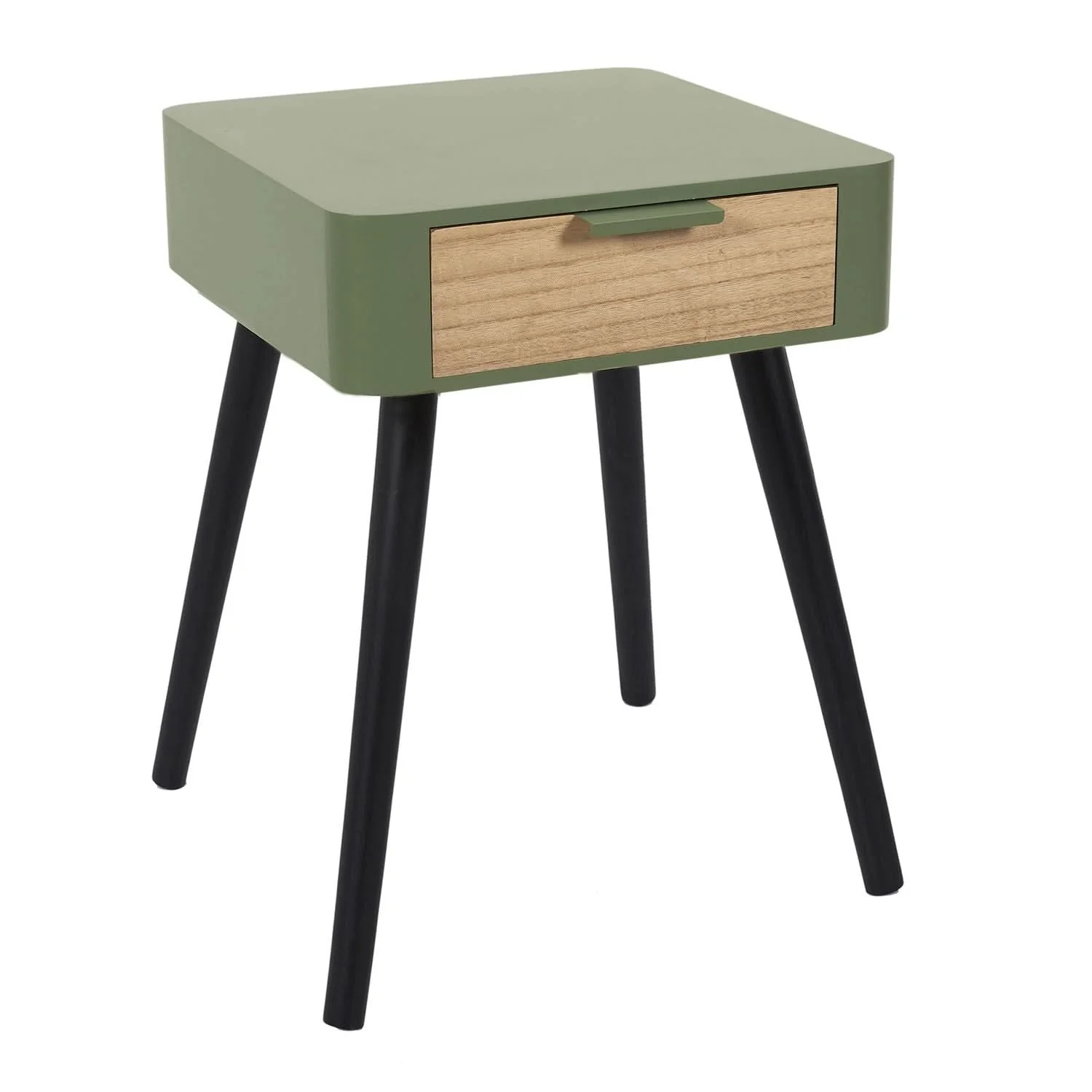 CHEVET 1 TIROIR EN BOIS VERT KAKI - Image 2