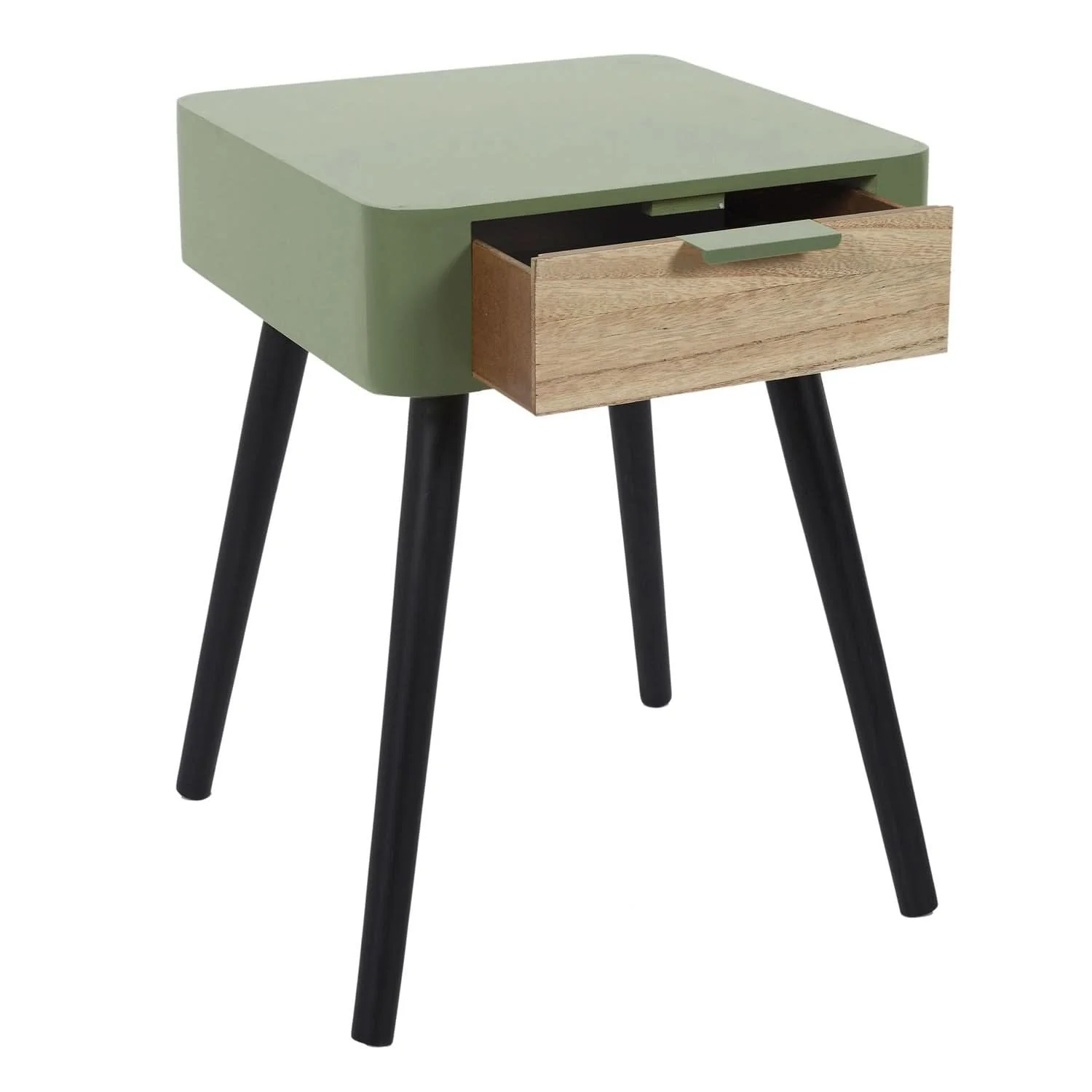 CHEVET 1 TIROIR EN BOIS VERT KAKI - Image 3
