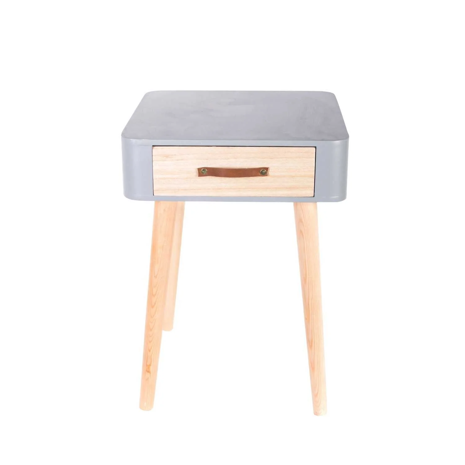 CHEVET GRIS 1 TIROIR EN BOIS - Image 4