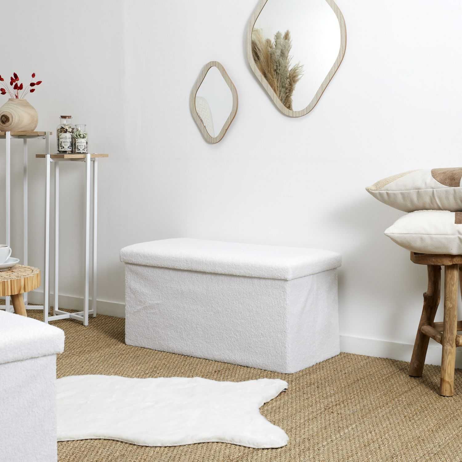 COFFRE BANC PLIABLE BOUCLETTE BLANC - Image 2