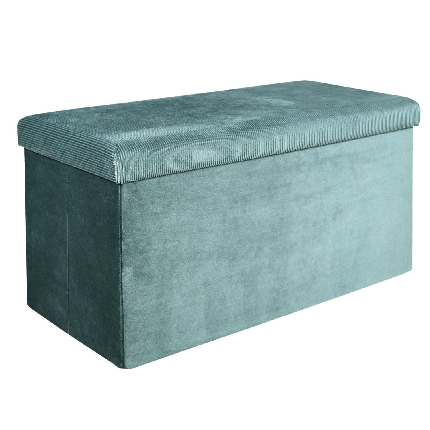 COFFRE BANC PLIABLE VELOURS COTELE GIULIA BLEU - Image 2