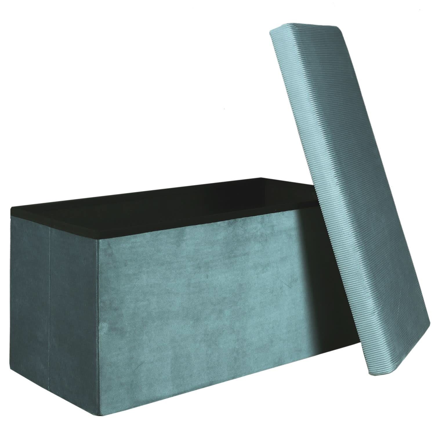 COFFRE BANC PLIABLE VELOURS COTELE GIULIA BLEU - Image 4