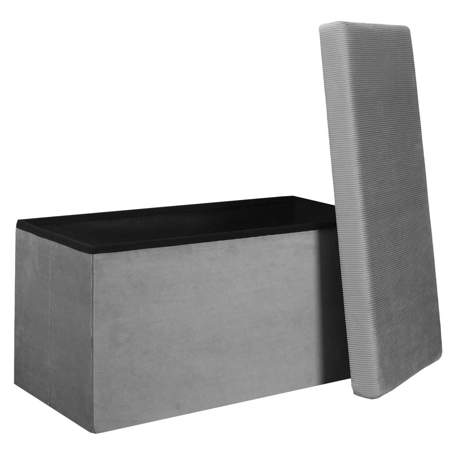 COFFRE BANC PLIABLE VELOURS COTELE GIULIA GRIS - Image 3