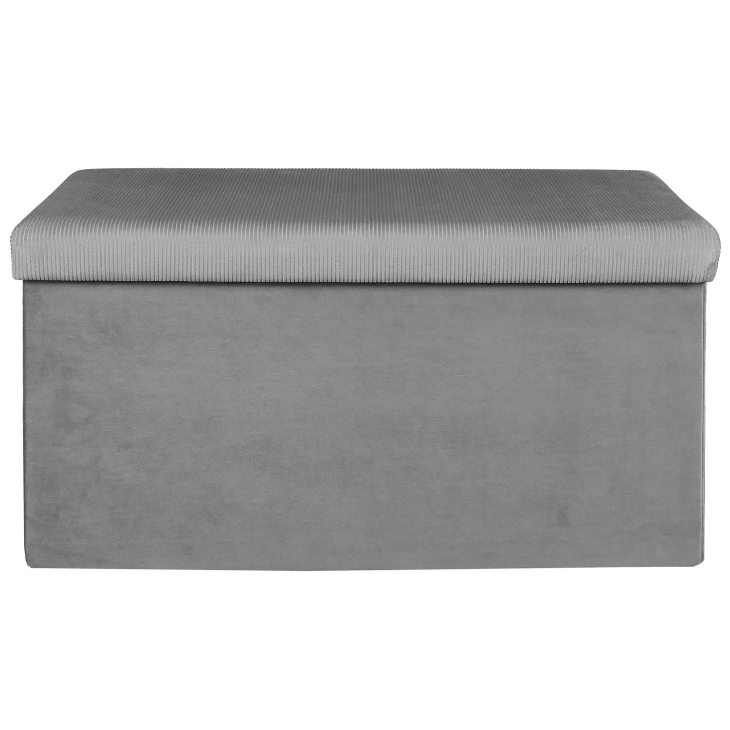 COFFRE BANC PLIABLE VELOURS COTELE GIULIA GRIS - Image 4