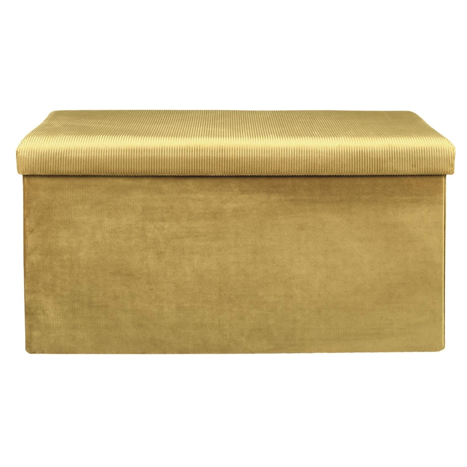 COFFRE BANC PLIABLE VELOURS COTELE GIULIA JAUNE - Image 3