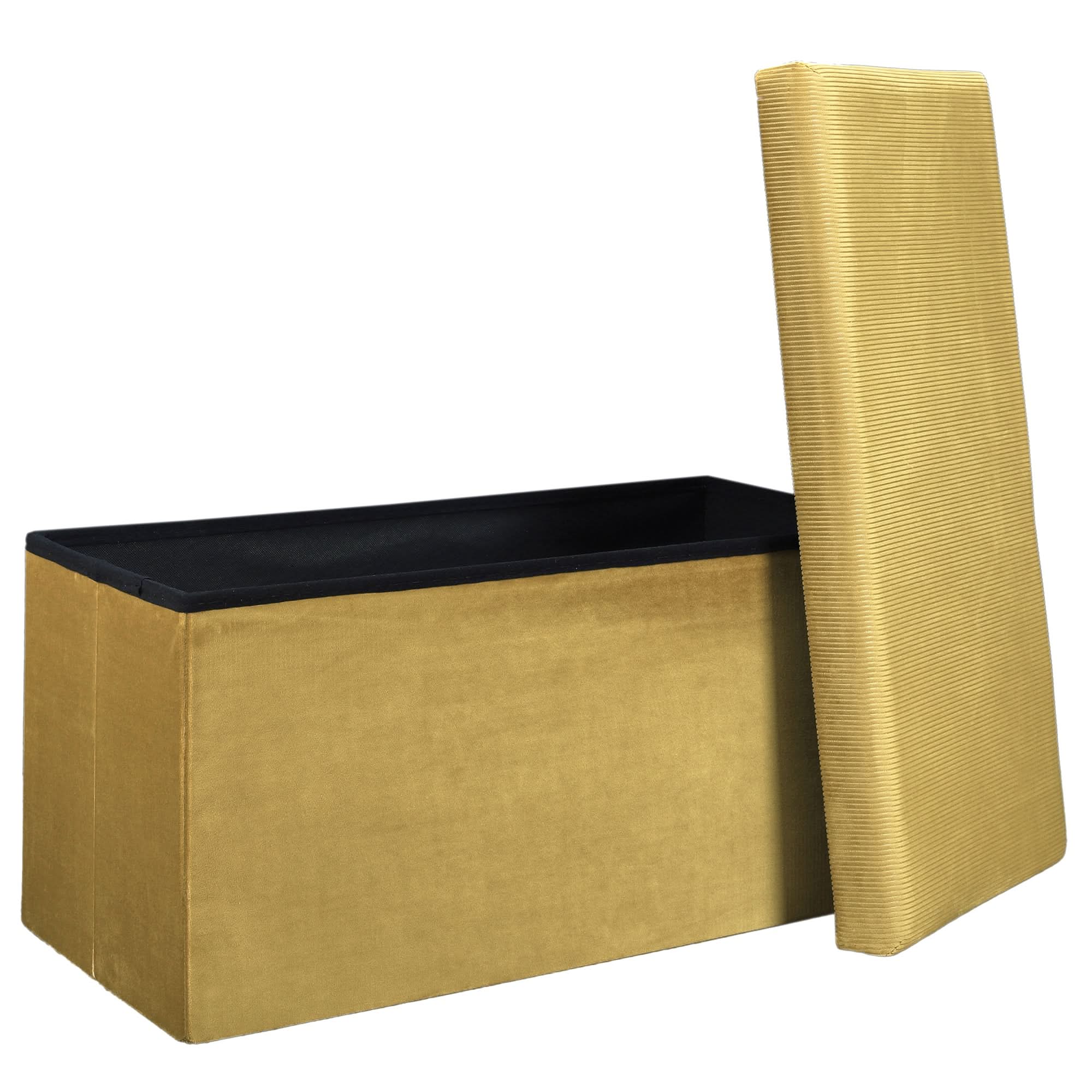 COFFRE BANC PLIABLE VELOURS COTELE GIULIA JAUNE - Image 4