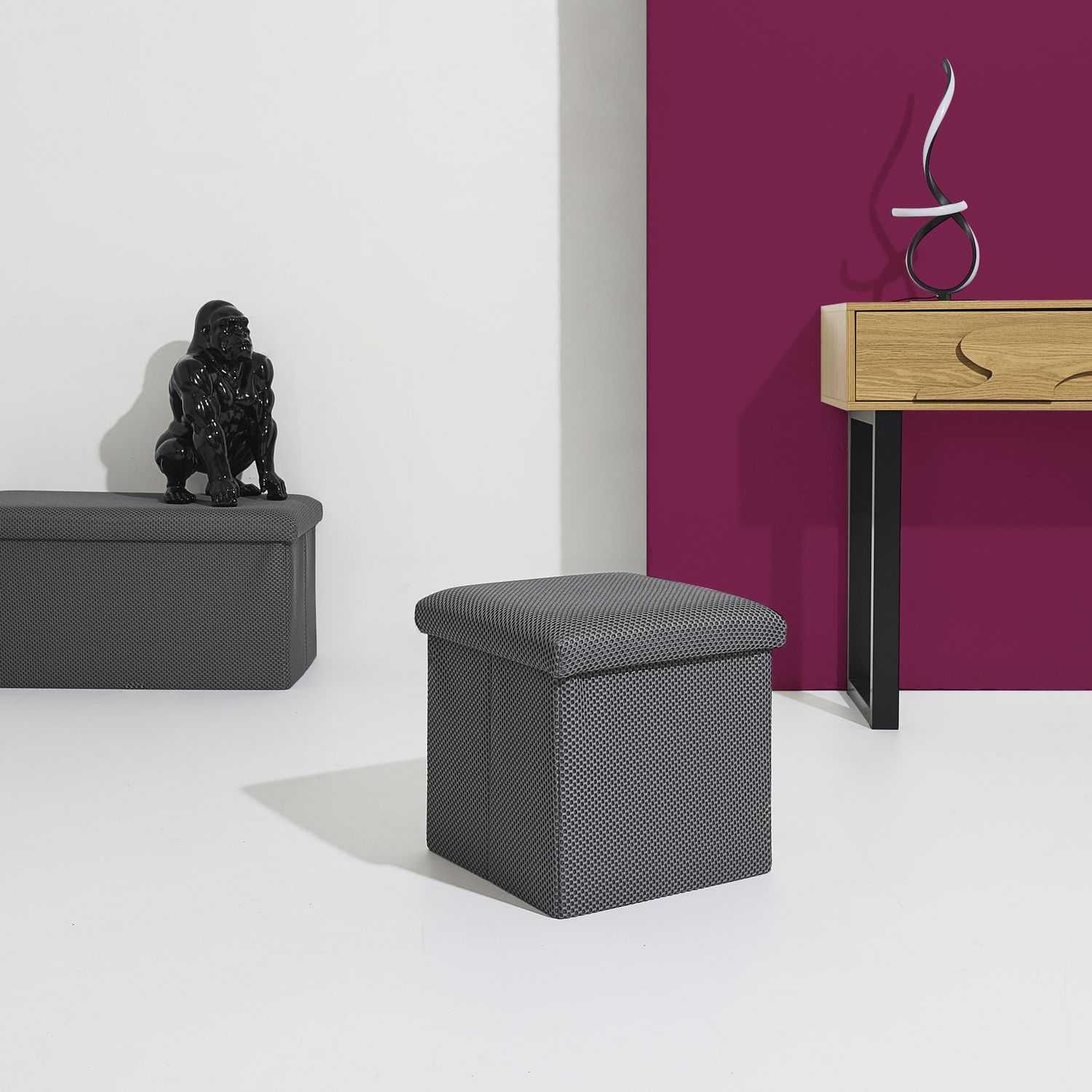 COFFRE POUF PLIABLE ATOME GRIS - Image 2
