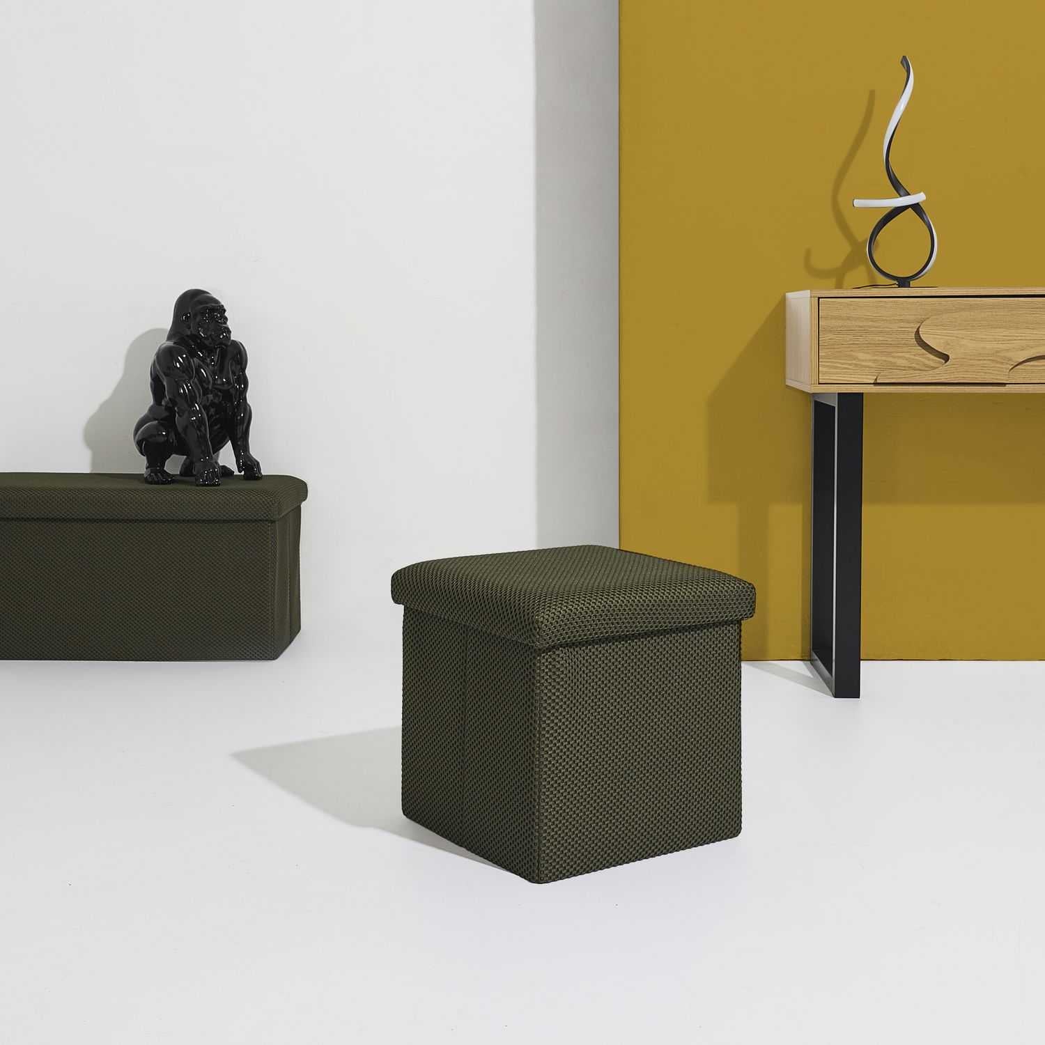 COFFRE POUF PLIABLE ATOME KAKI - Image 2