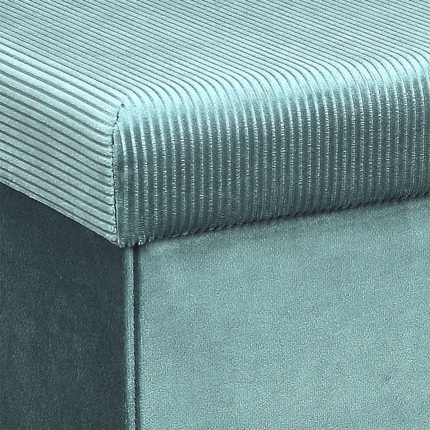COFFRE POUF PLIABLE VELOURS COTELE GIULIA BLEU - Image 5