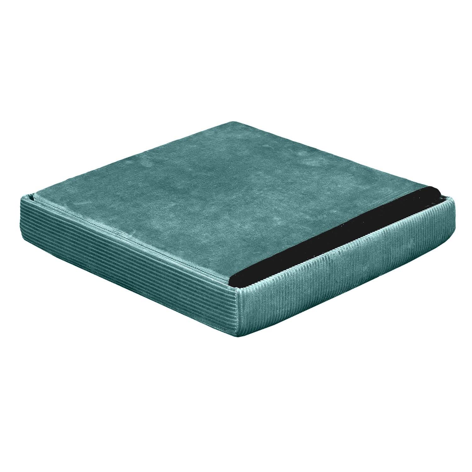 COFFRE POUF PLIABLE VELOURS COTELE GIULIA BLEU - Image 6