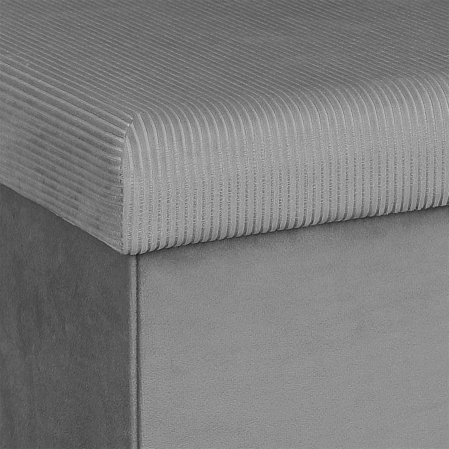 COFFRE POUF PLIABLE VELOURS COTELE GIULIA GRIS - Image 5