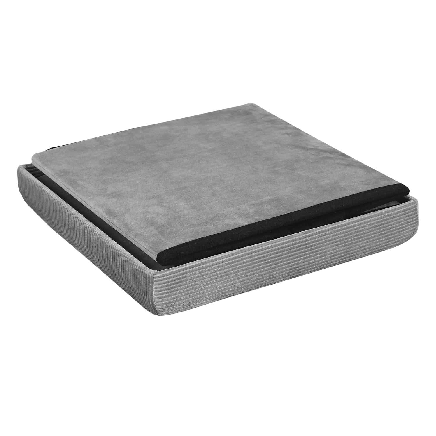 COFFRE POUF PLIABLE VELOURS COTELE GIULIA GRIS - Image 6