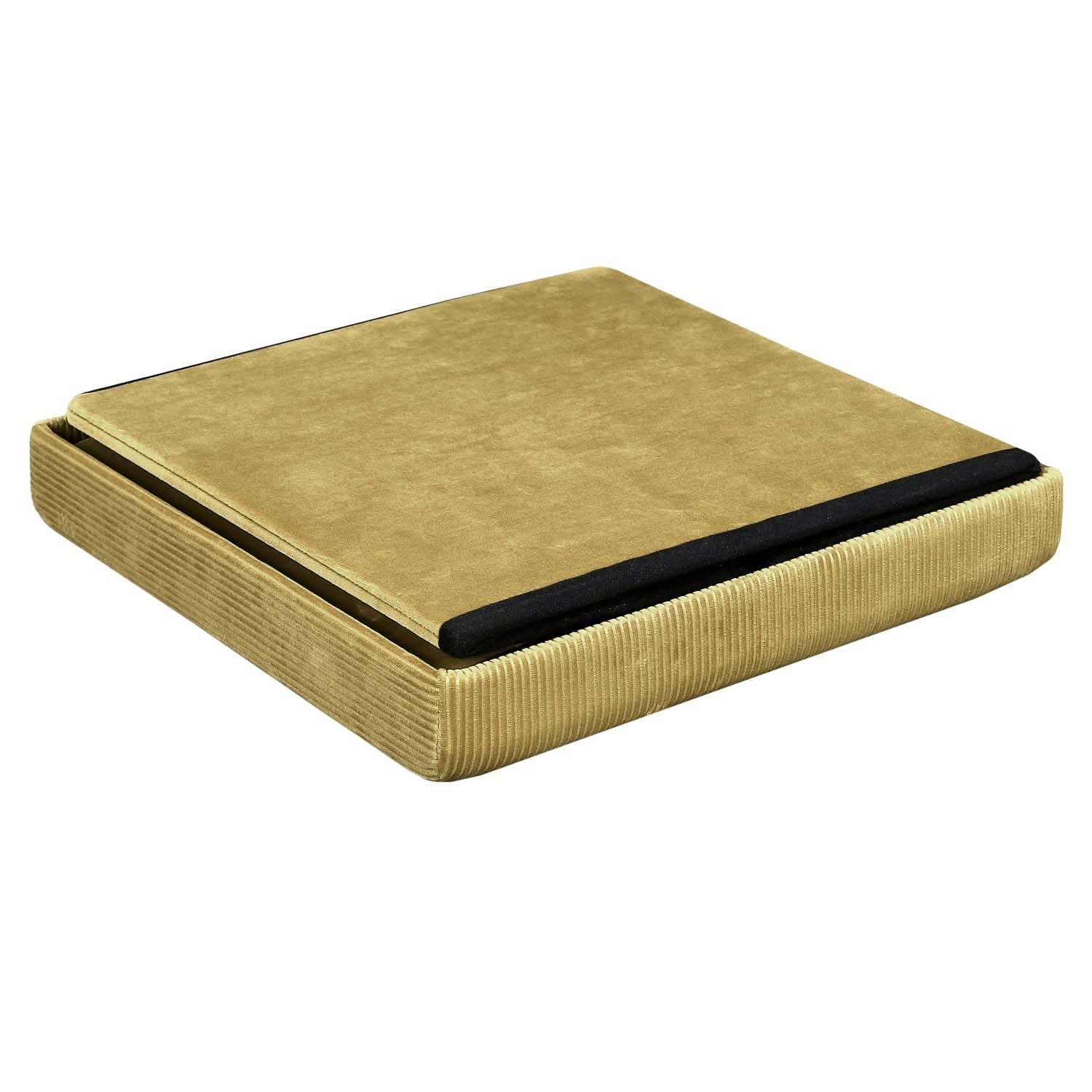 COFFRE POUF PLIABLE VELOURS COTELE GIULIA JAUNE - Image 5