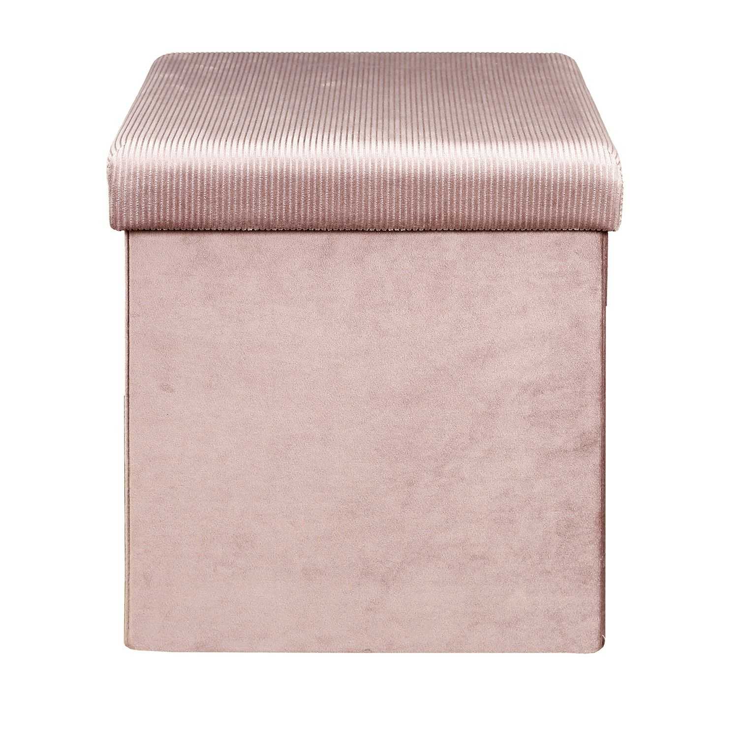 COFFRE POUF PLIABLE VELOURS COTELE GIULIA ROSE - Image 5