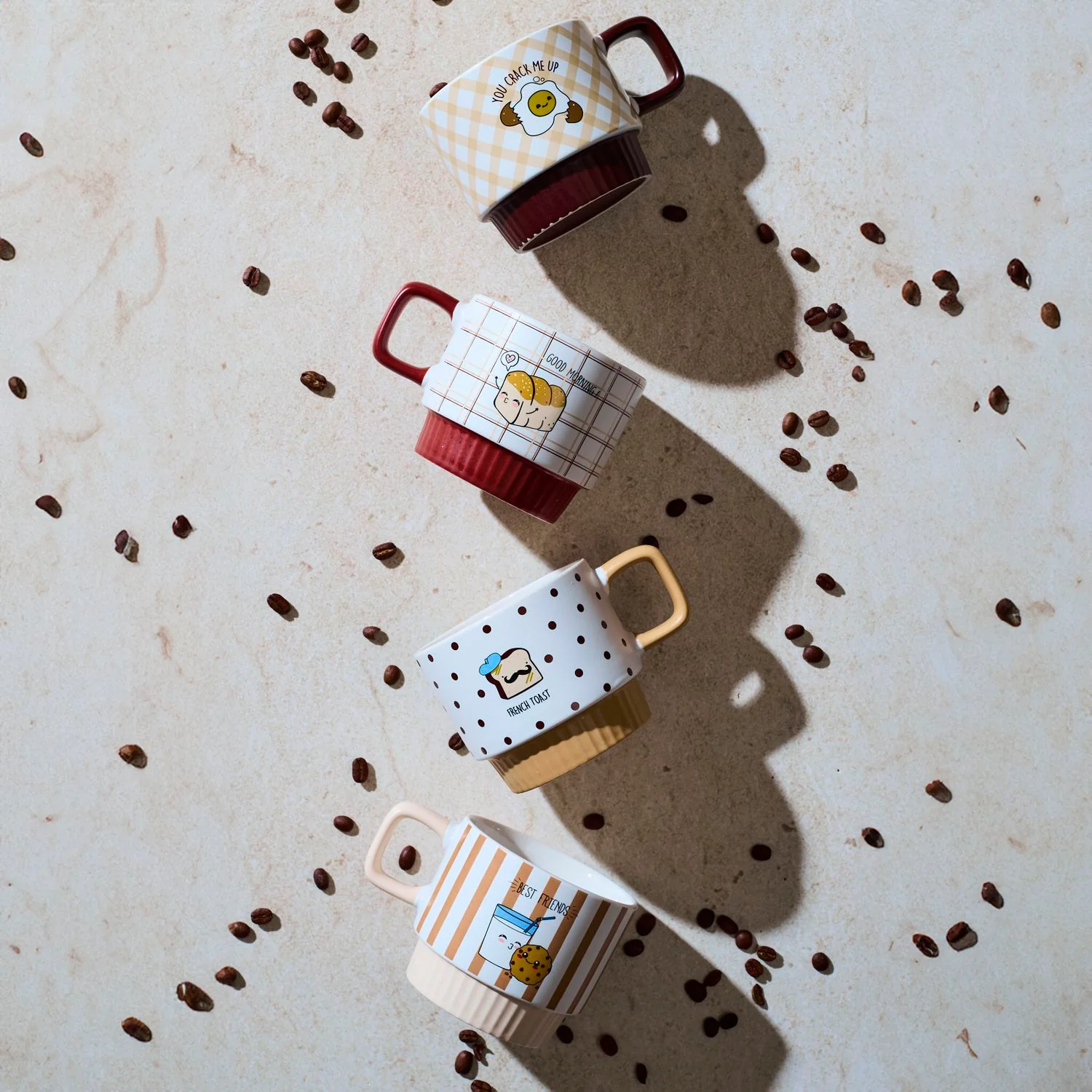 COFFRET 4 TASSES XL EMPILABLES YUMMY BREAKFAST - Image 2