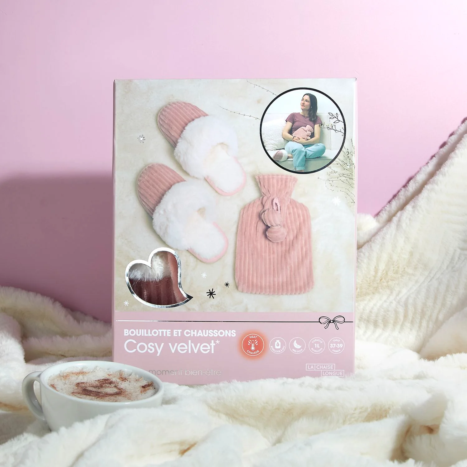 COFFRET BOUILLOTTE ET CHAUSSONS COSY VELVET ROSE - Image 3