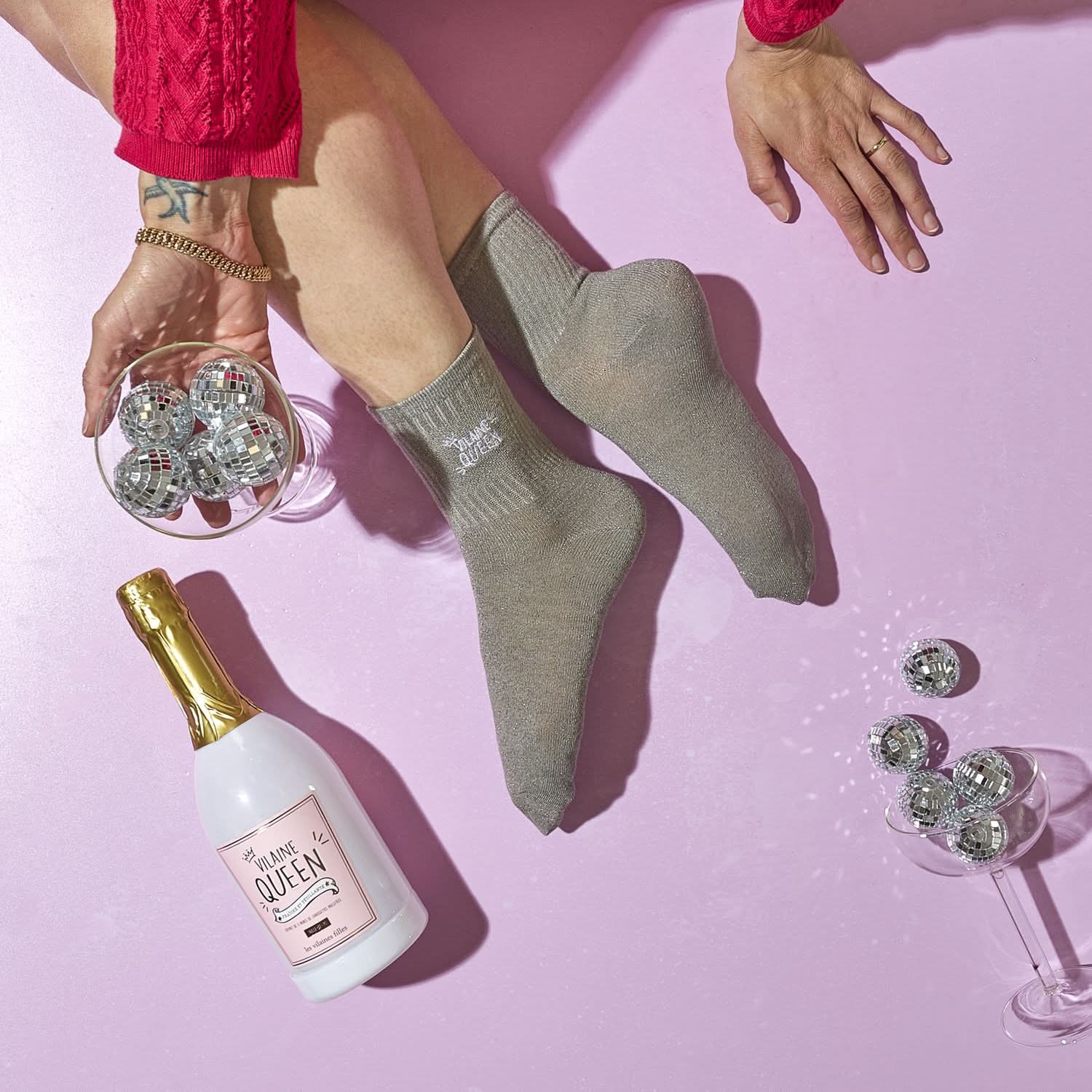 COFFRET BOUTEILLE 3 PAIRES DE CHAUSSETTES PAILLETTES - Image 2