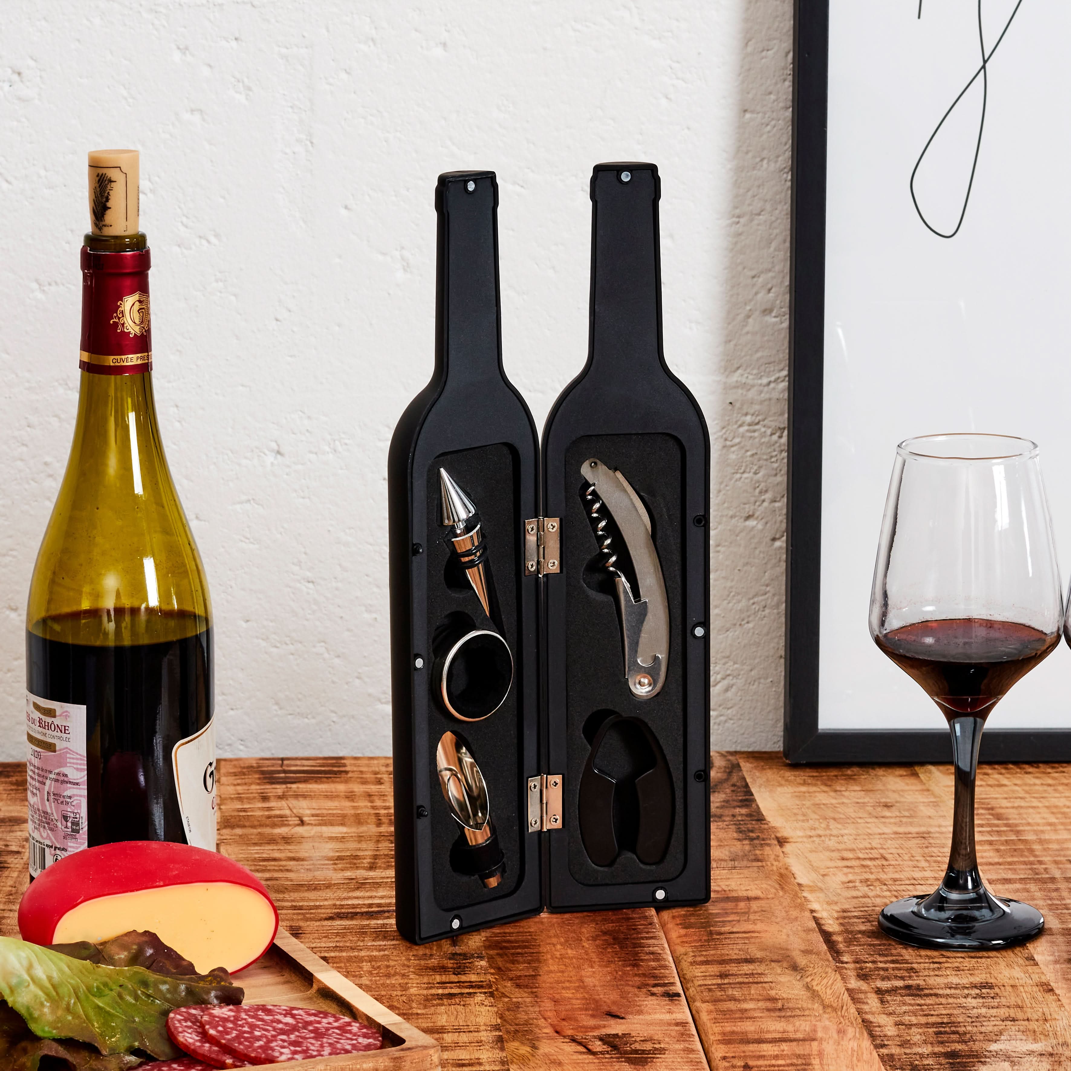 COFFRET BOUTEILLE 5 ACCESSOIRES VIN MEILLEUR PAPA - Image 2