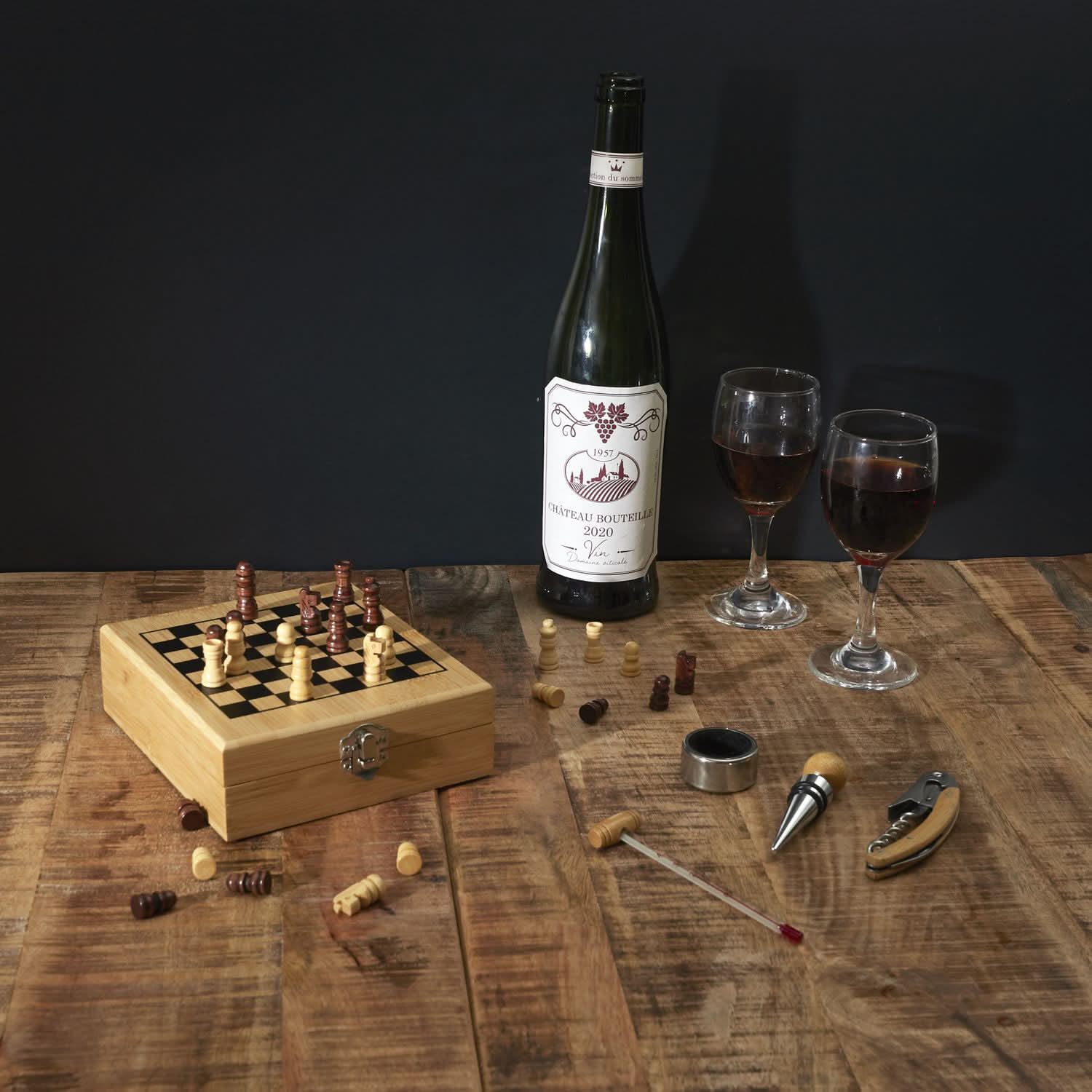 COFFRET VIN ET JEU ECHECS BAMBOU - Image 3