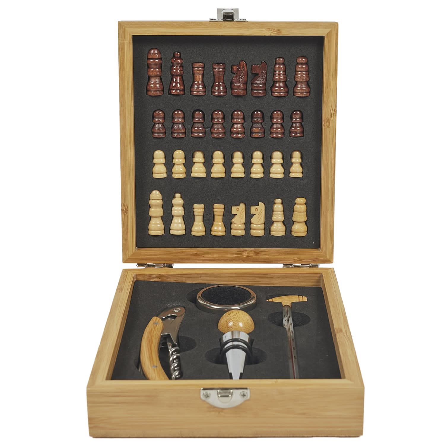 COFFRET VIN ET JEU ECHECS BAMBOU - Image 5