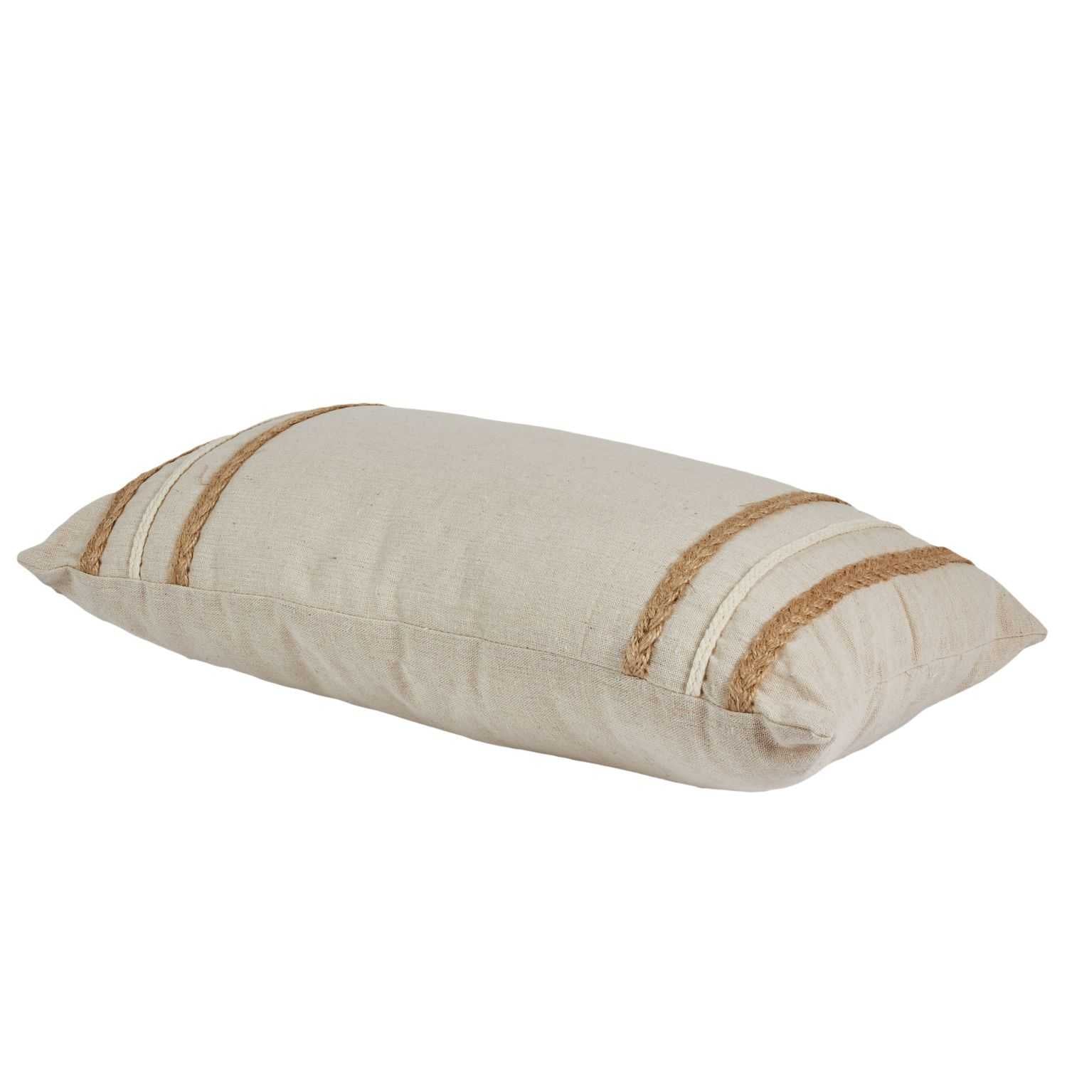 COUSSIN BEIGE ET BLANC TRESSE 30X50CM - Image 2