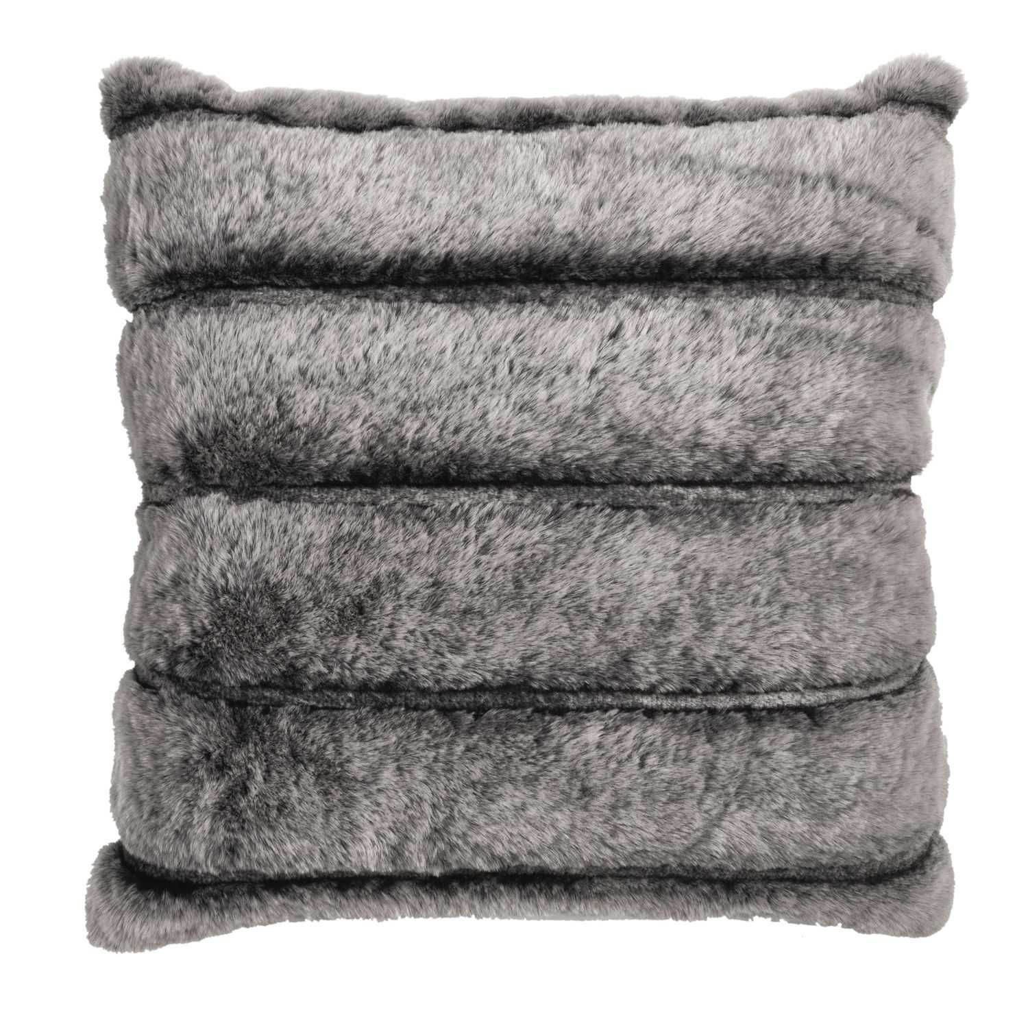 COUSSIN IMIT FOURRURE GRIS FONCE RAYE 40X40CM - Image 2
