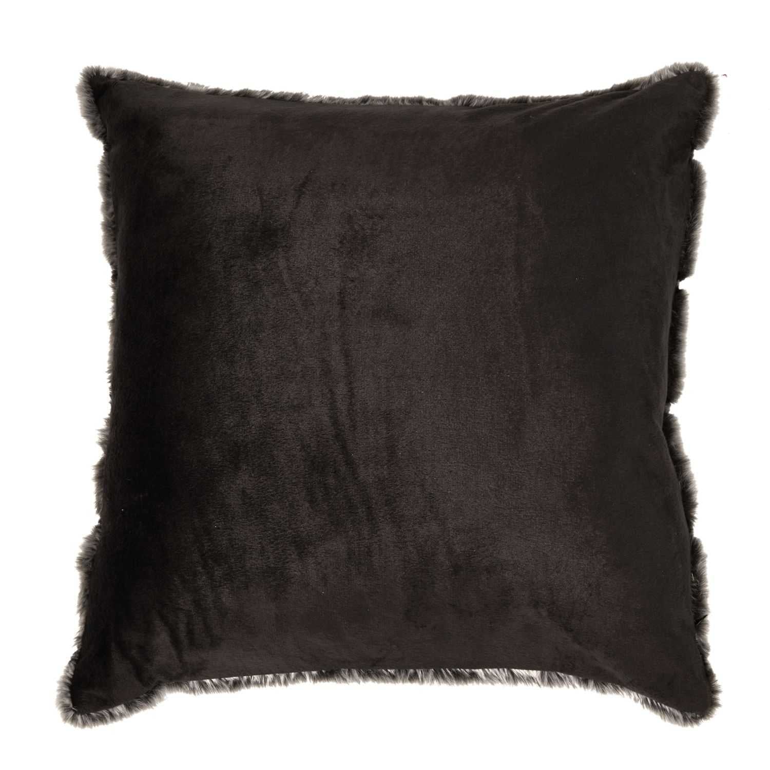 COUSSIN IMIT FOURRURE GRIS FONCE RAYE 40X40CM - Image 3