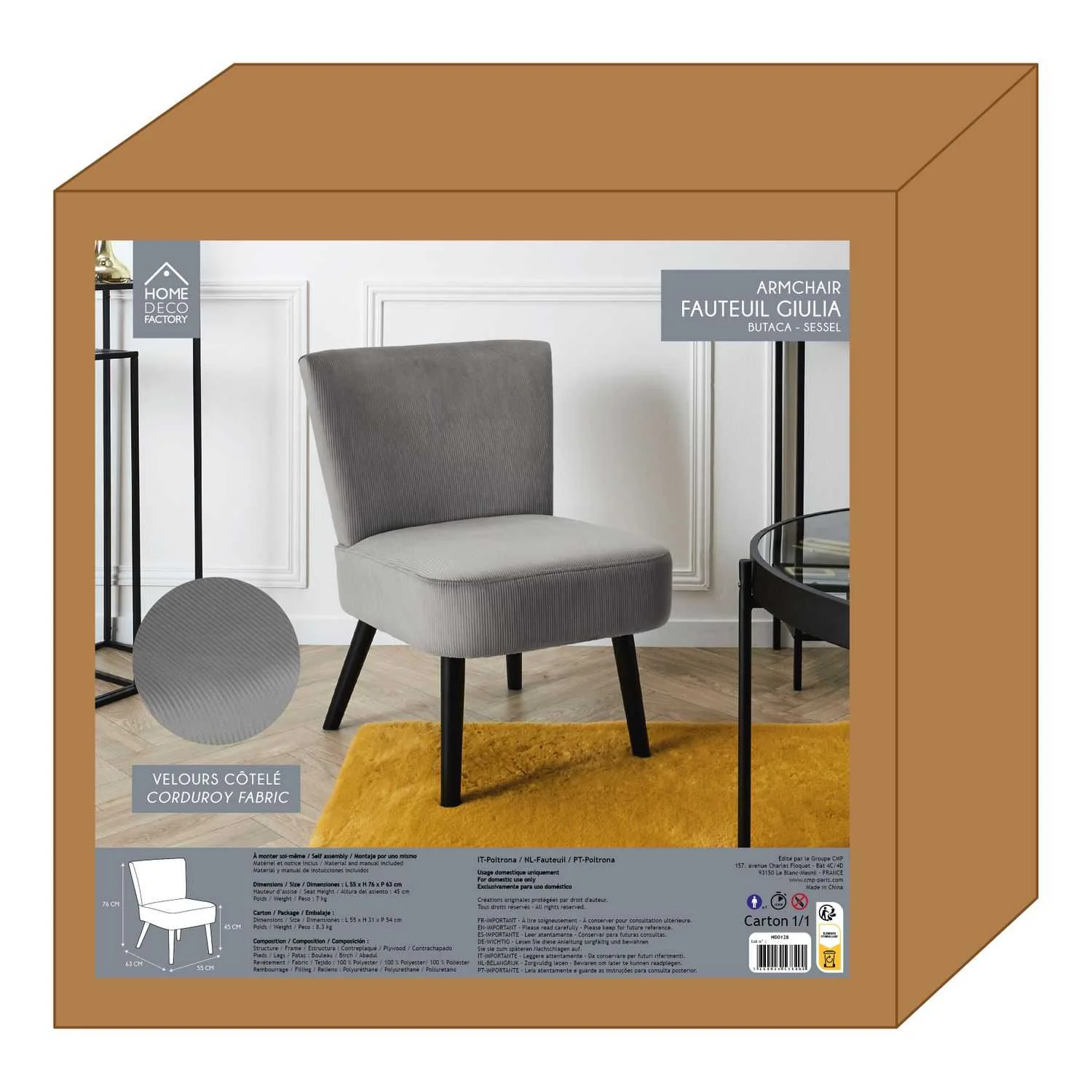 FAUTEUIL CRAPAUD GIULIA GRIS - Image 6