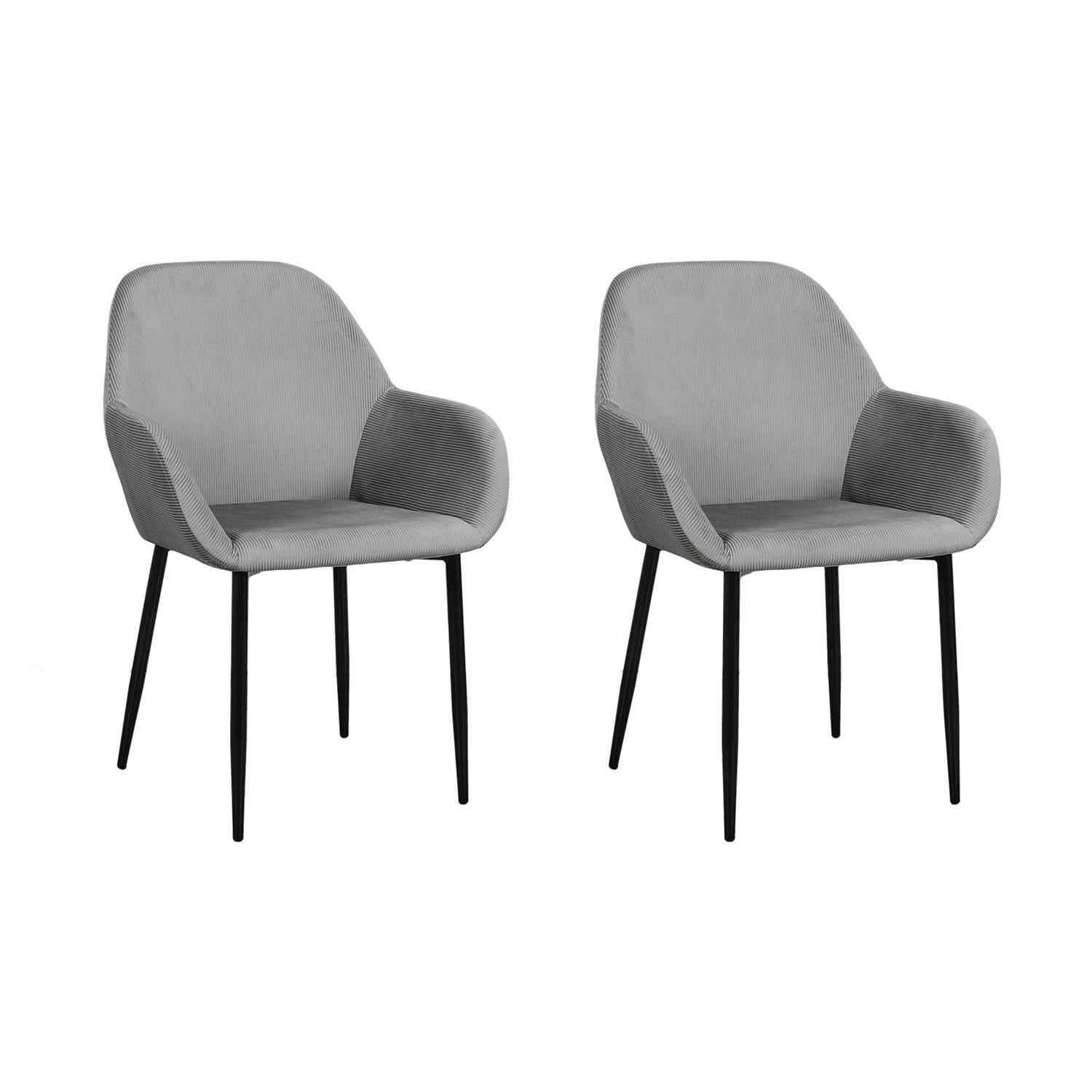 FAUTEUIL GIULIA GRIS FONCE VELOURS COTELE - Lot de 2 - Image 2
