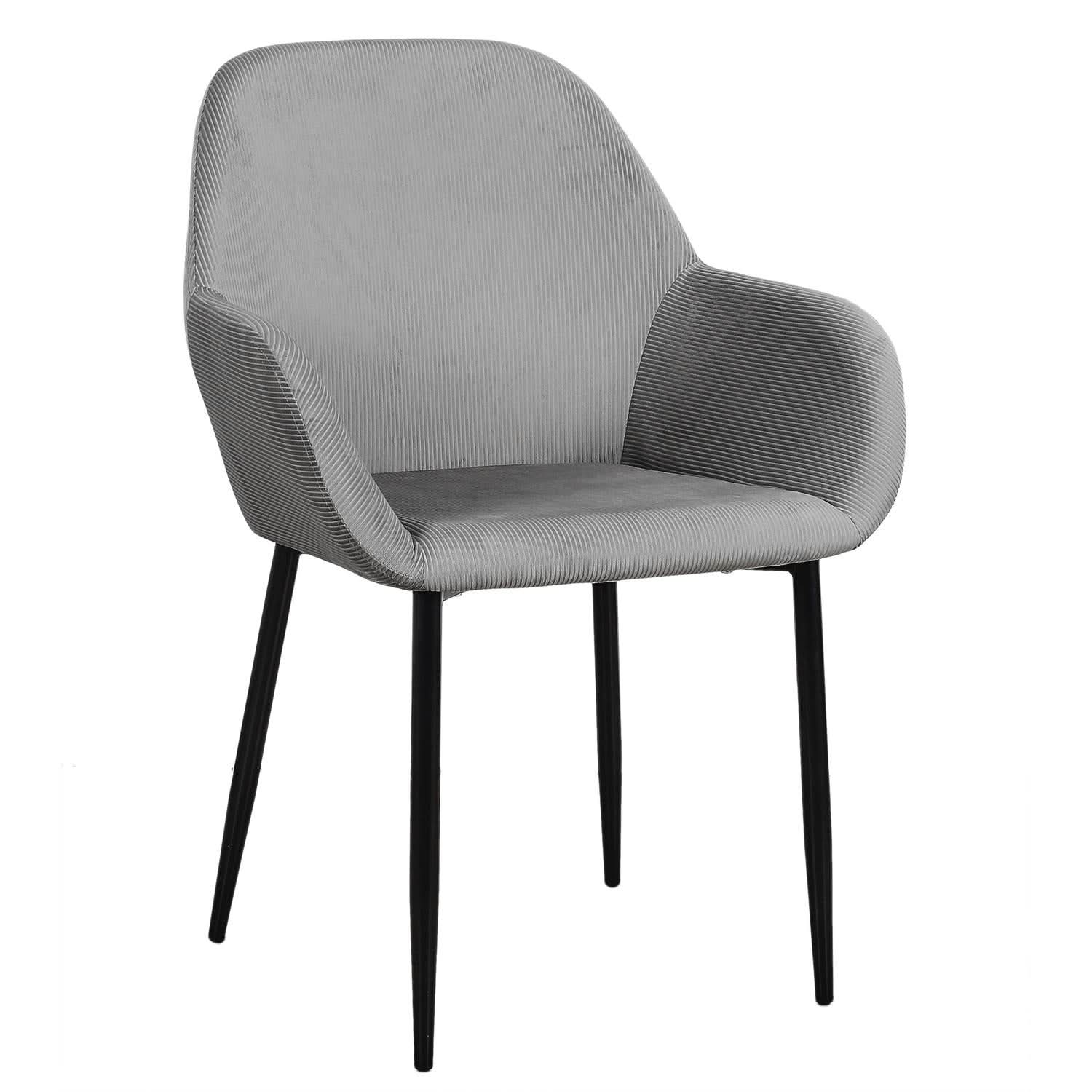 FAUTEUIL GIULIA GRIS FONCE VELOURS COTELE - Lot de 2 - Image 3