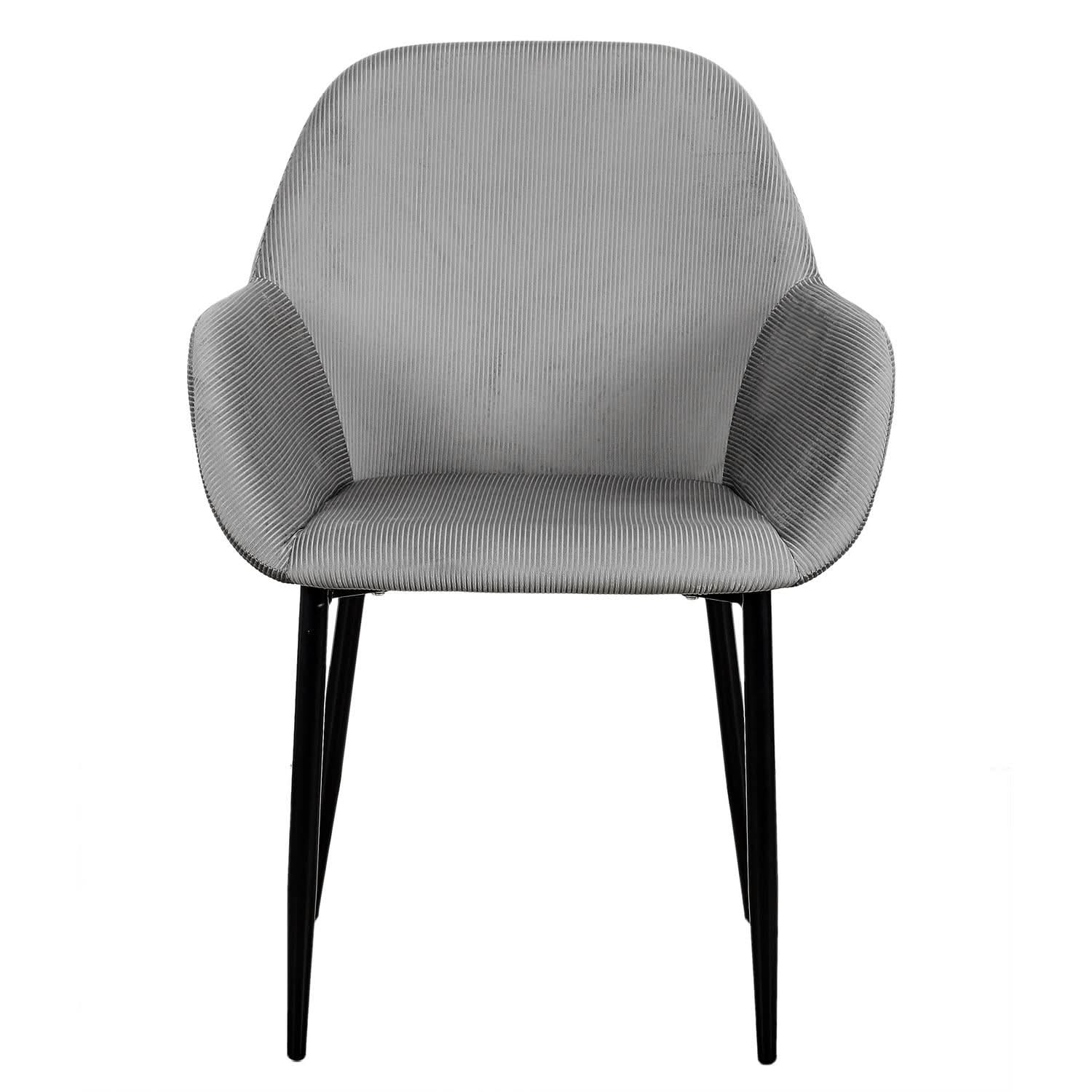 FAUTEUIL GIULIA GRIS FONCE VELOURS COTELE - Lot de 2 - Image 4