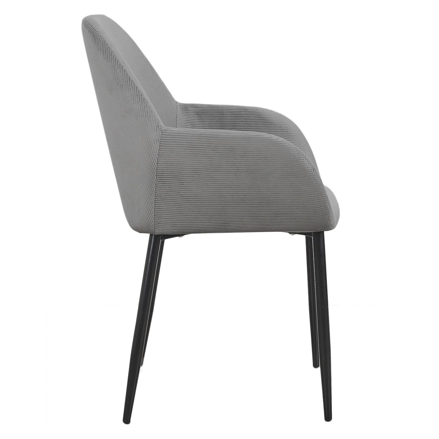 FAUTEUIL GIULIA GRIS FONCE VELOURS COTELE - Lot de 2 - Image 5