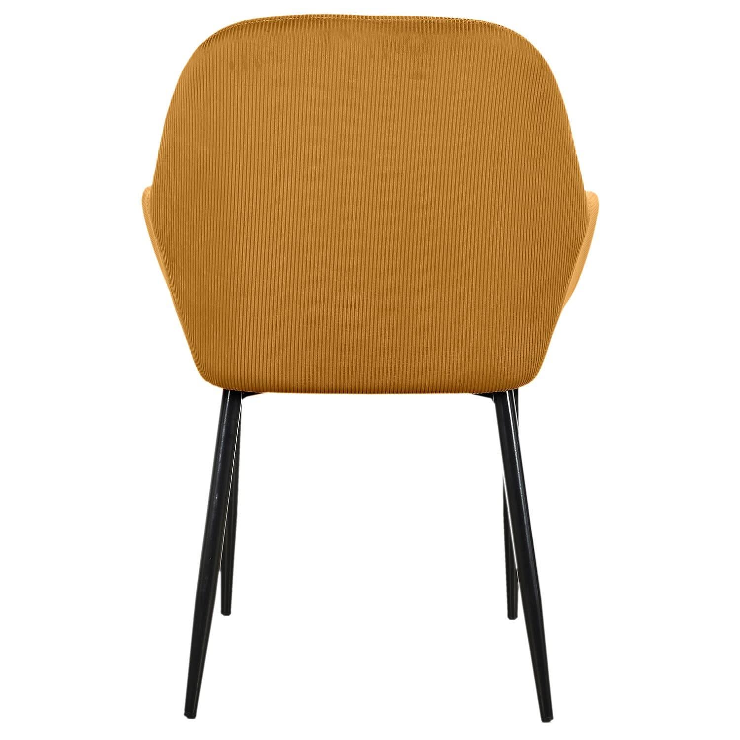 FAUTEUIL GIULIA JAUNE MOUTARDE VELOURS COTELE - Lot de 2 - Image 6